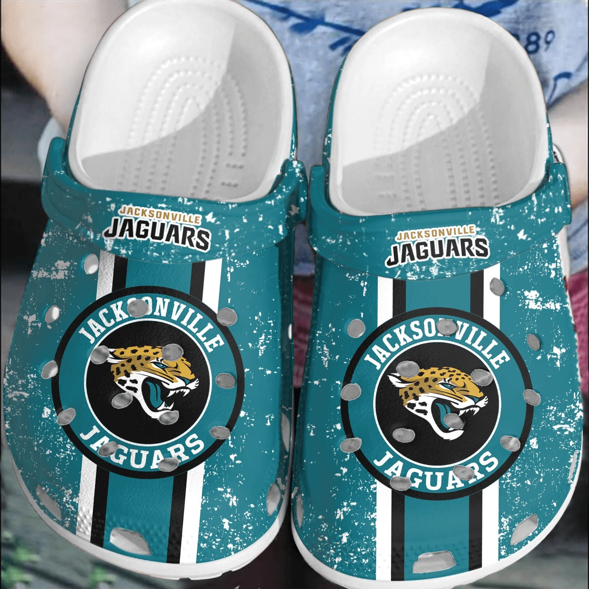 Footwearmerch NFL Jacksonville Jaguars Football Clogs Shoes Comfortable Crocband Crocs For Men Women