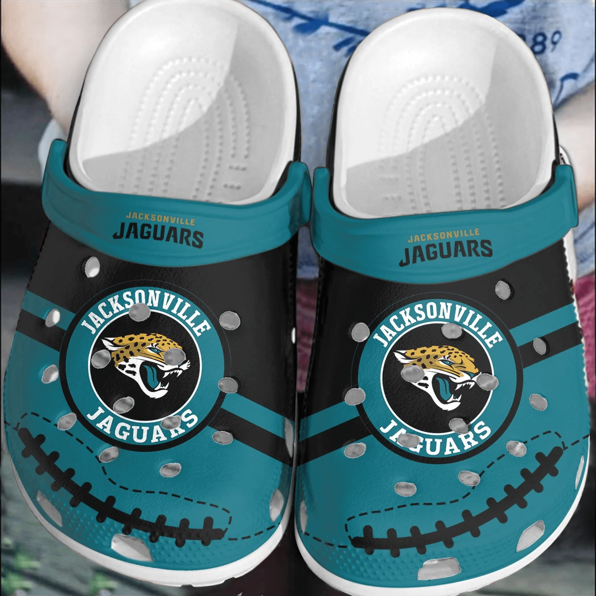 Footwearmerch NFL Jacksonville Jaguars Football Clogs Shoes Comfortable Crocs Crocband For Men Women