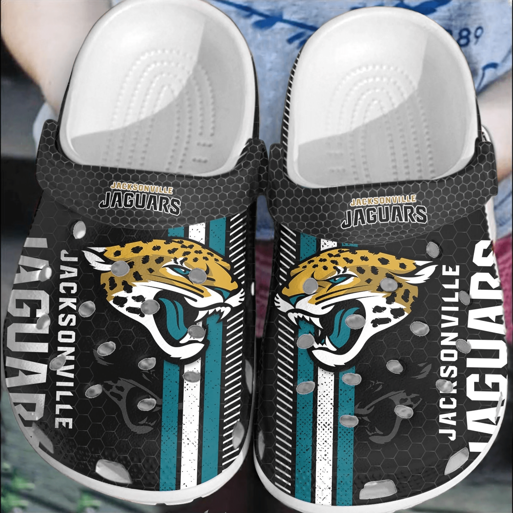 Footwearmerch NFL Jacksonville Jaguars Football Crocband Clogs Shoes Comfortable For Men Women