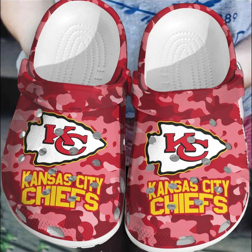 Footwearmerch NFL KC Chiefs Football Clogs Crocband Shoes Comfortable For Men Women