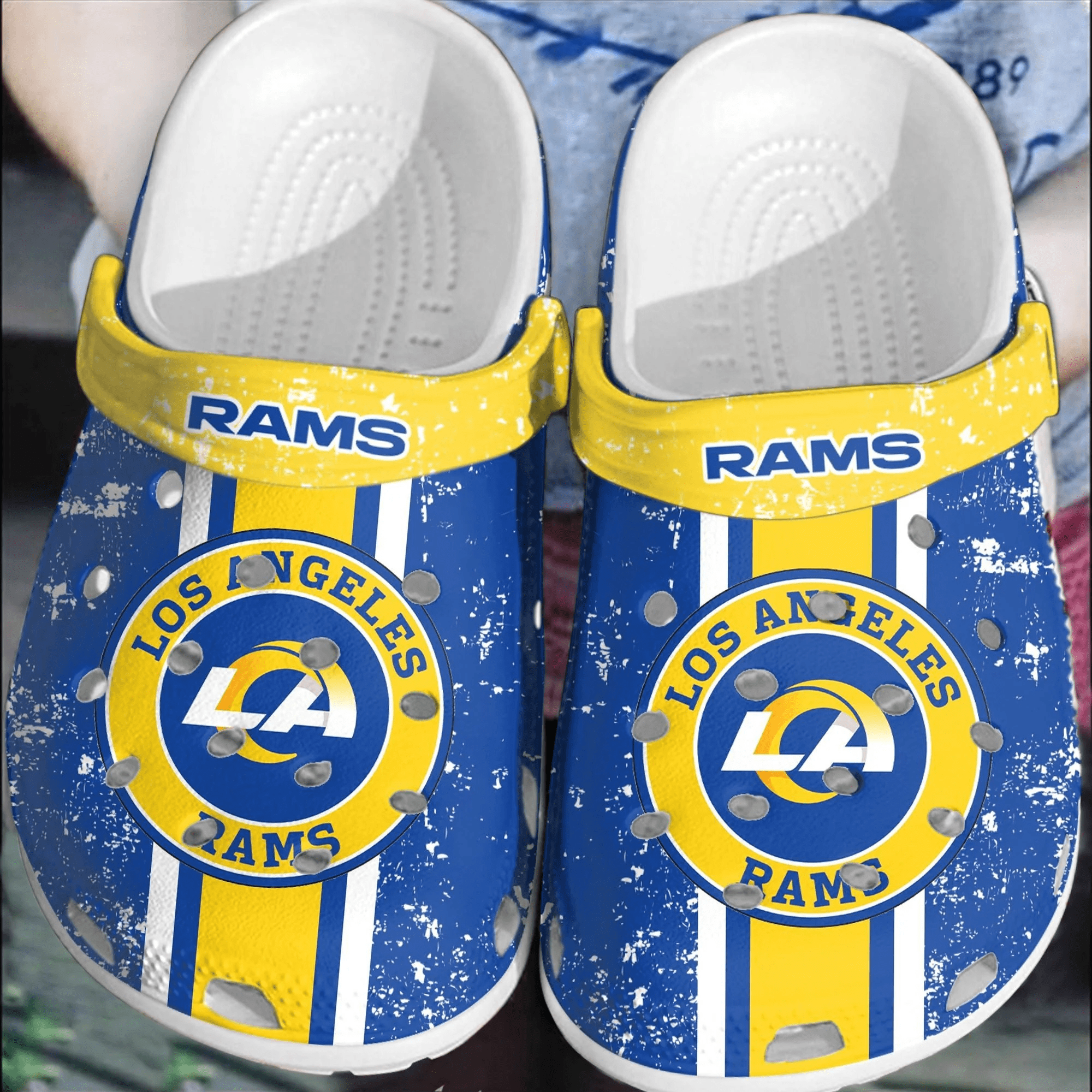 Footwearmerch NFL LA Rams Football Clogs Shoes Comfortable Crocband For Men Women