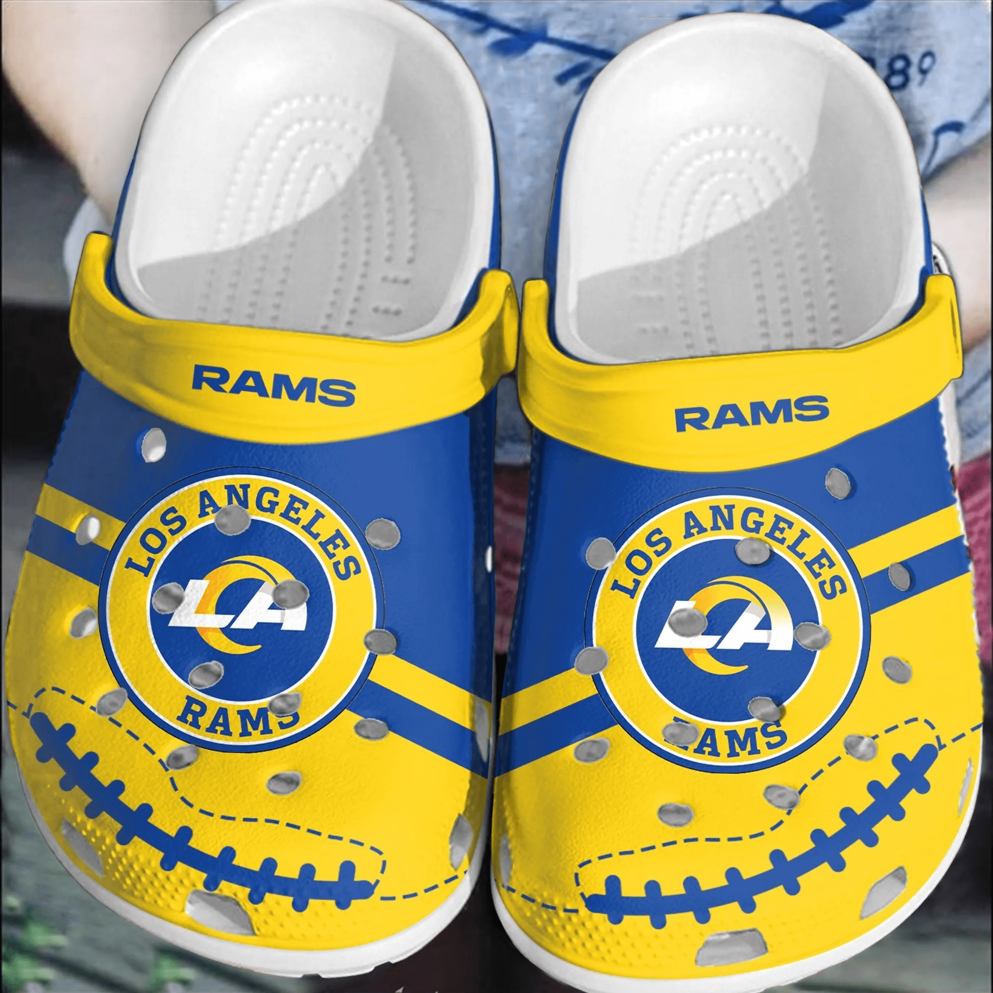 Footwearmerch NFL LA Rams Football Clogs Shoes Crocband Comfortable For Men Women