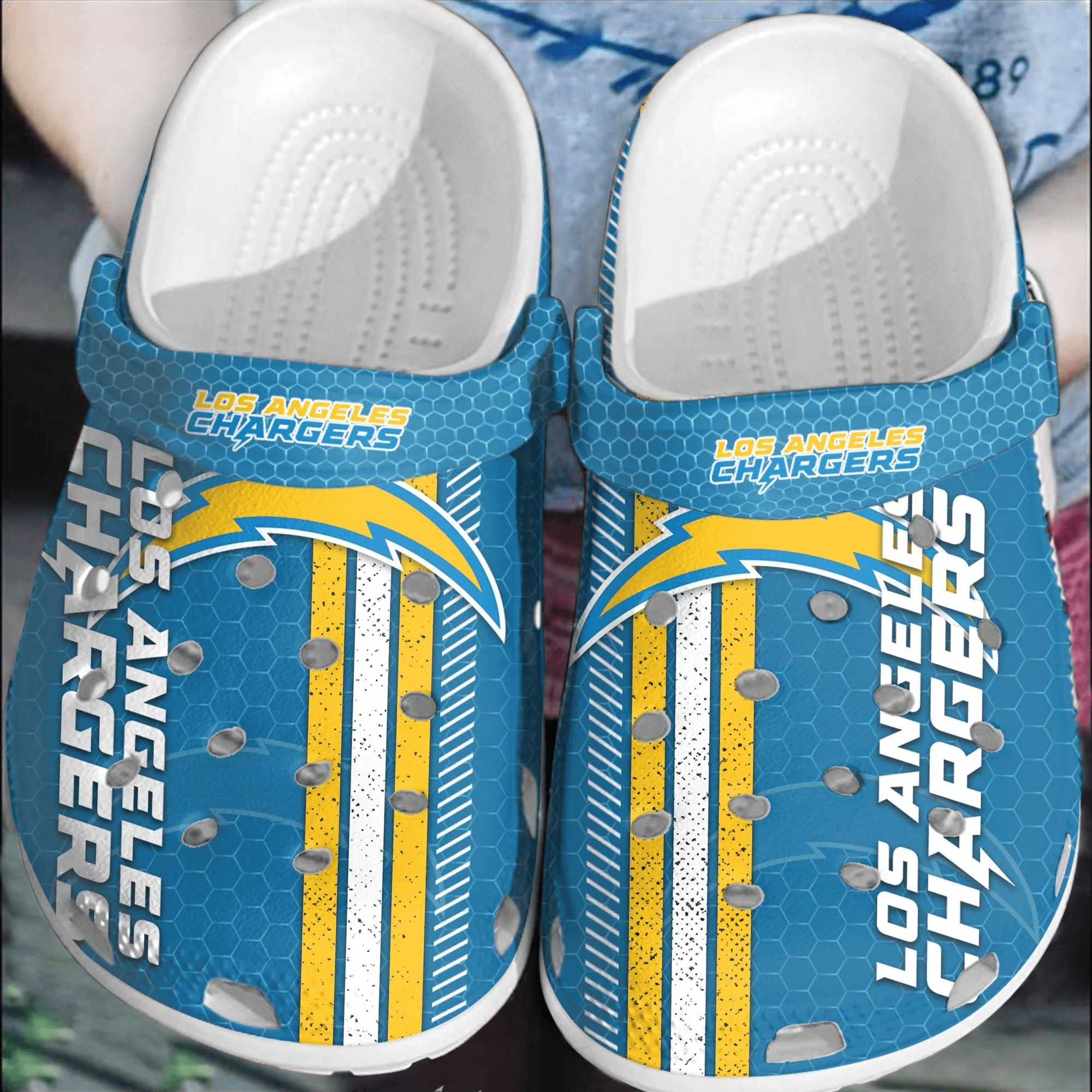 Footwearmerch NFL Los Angeles Chargers Football Shoes Comfortable Clogs Crocband For Men Women