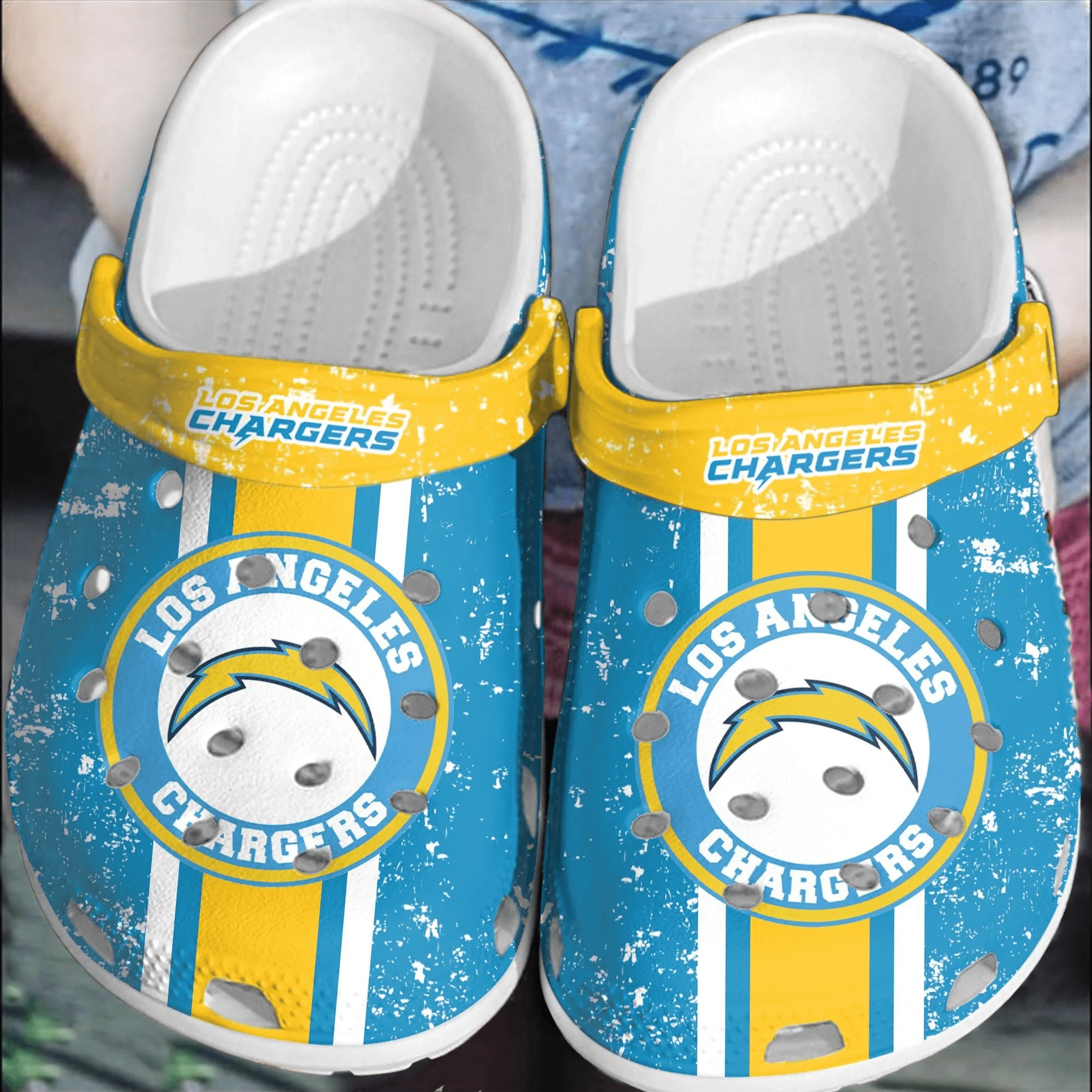 Footwearmerch NFL Los Angeles Chargers Football Shoes Comfortable Crocband Clogs For Men Women