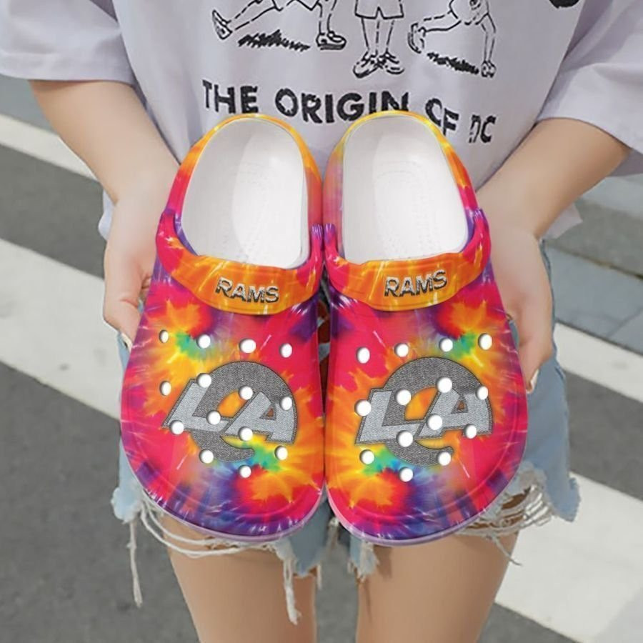 Footwearmerch Nfl Los Angeles Rams Tie Dye Printed Gift For Lover Rubber Crocb