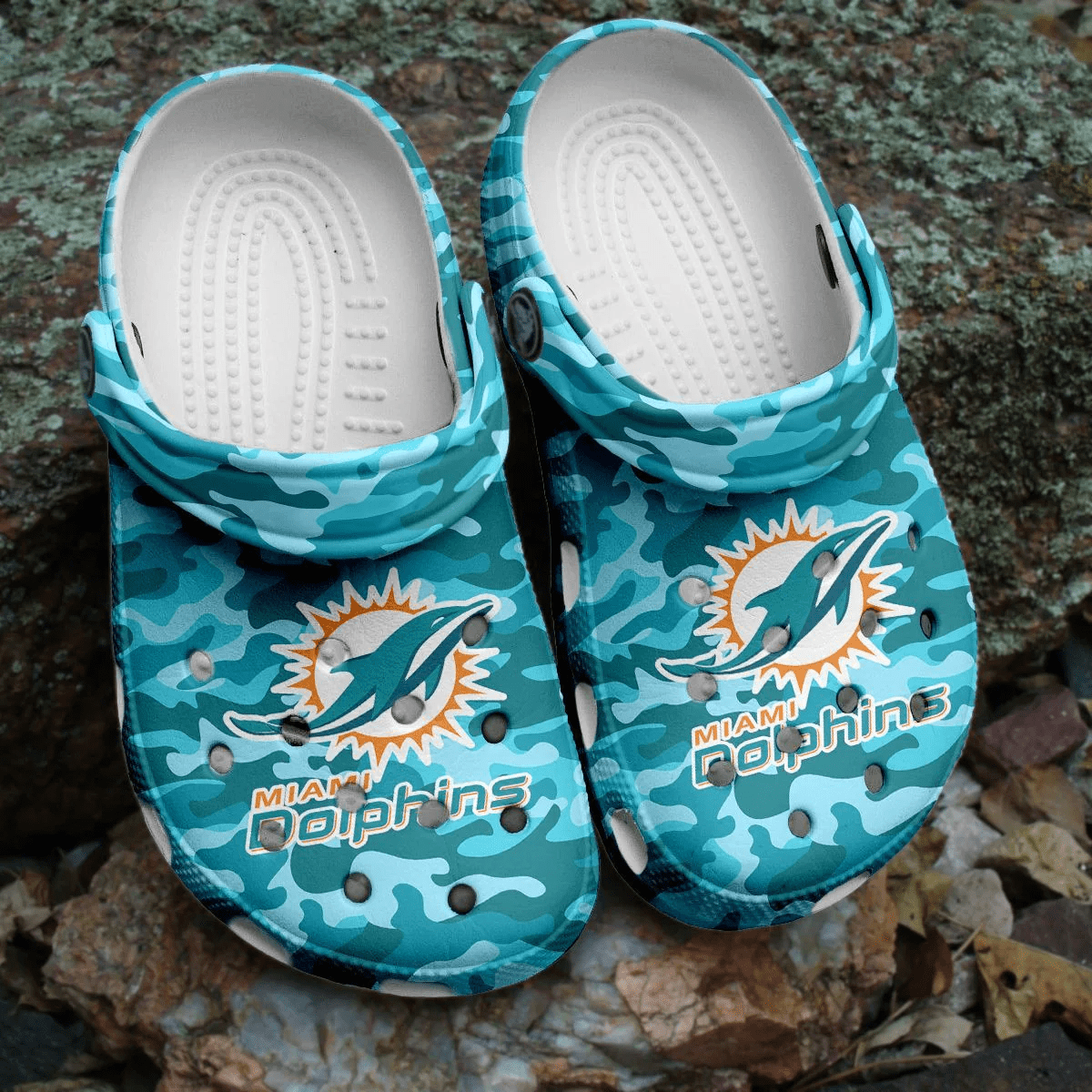 Footwearmerch NFL Miami Dolphins Football Crocs Crocband Clogs Shoes Comfortable For Men Women