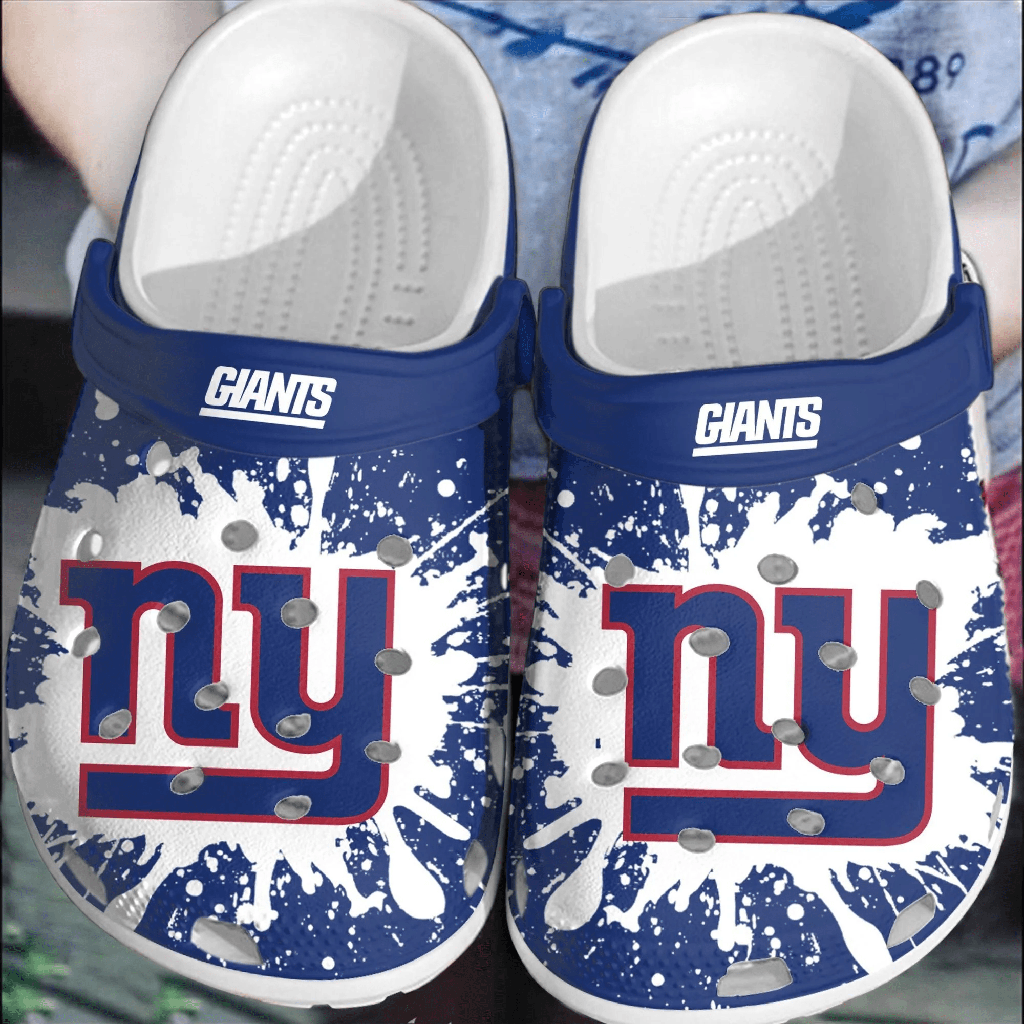 Footwearmerch NFL New York Giants Football Crocs Clogs Comfortable Crocband Shoes For Men Women