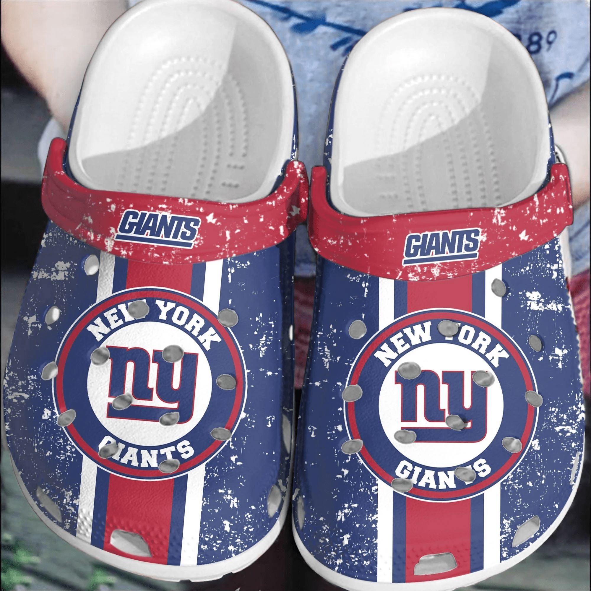Footwearmerch NFL New York Giants Football Crocs Shoes Crocband Clogs Comfortable For Men Women
