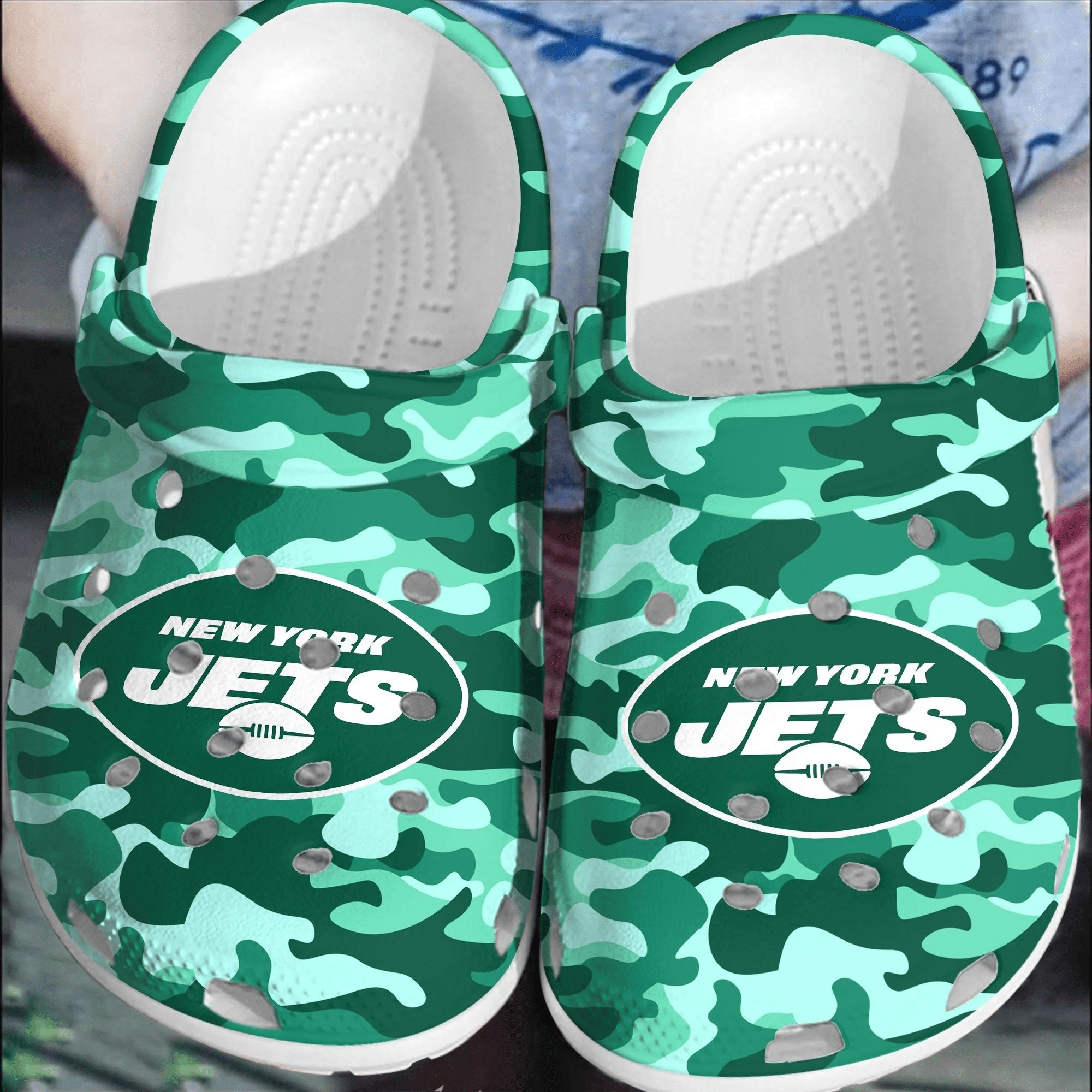 Footwearmerch NFL New York Jets Football Crocs Comfortable Clogs Crocband Shoes For Men Women
