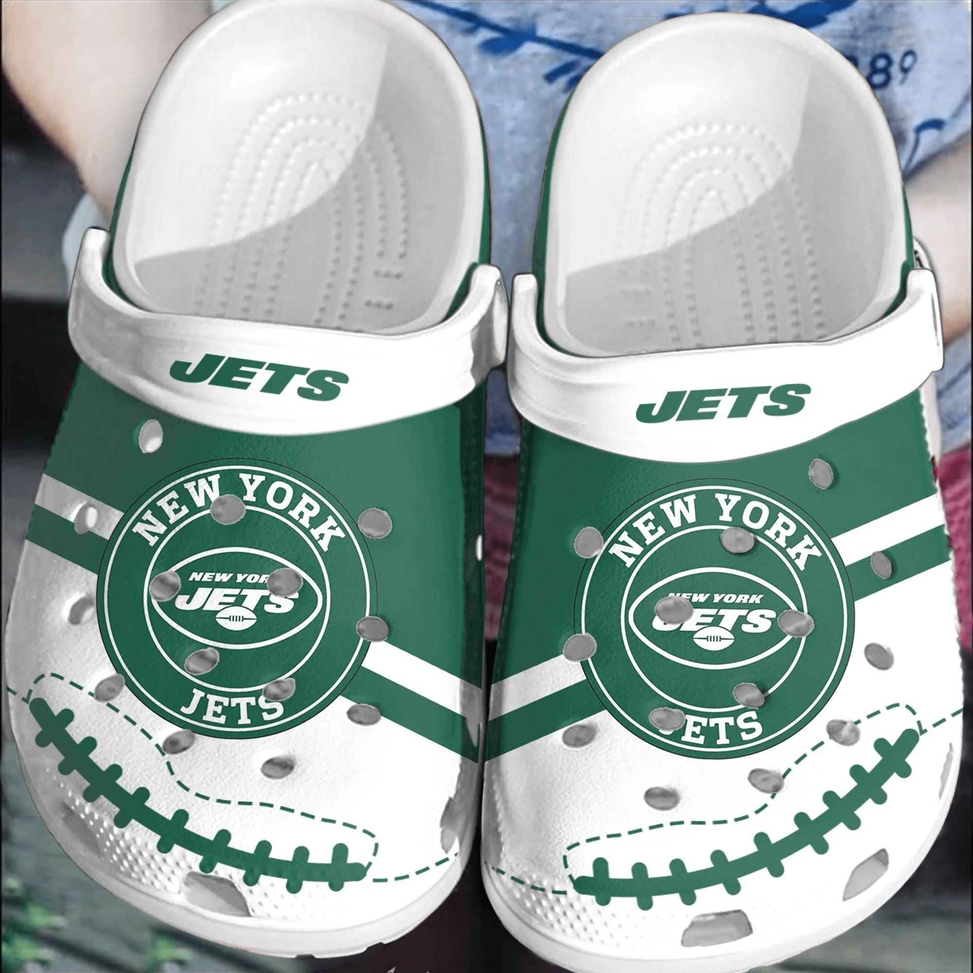 Footwearmerch NFL New York Jets Football Crocs Shoes Comfortable Clogs Crocband For Men Women