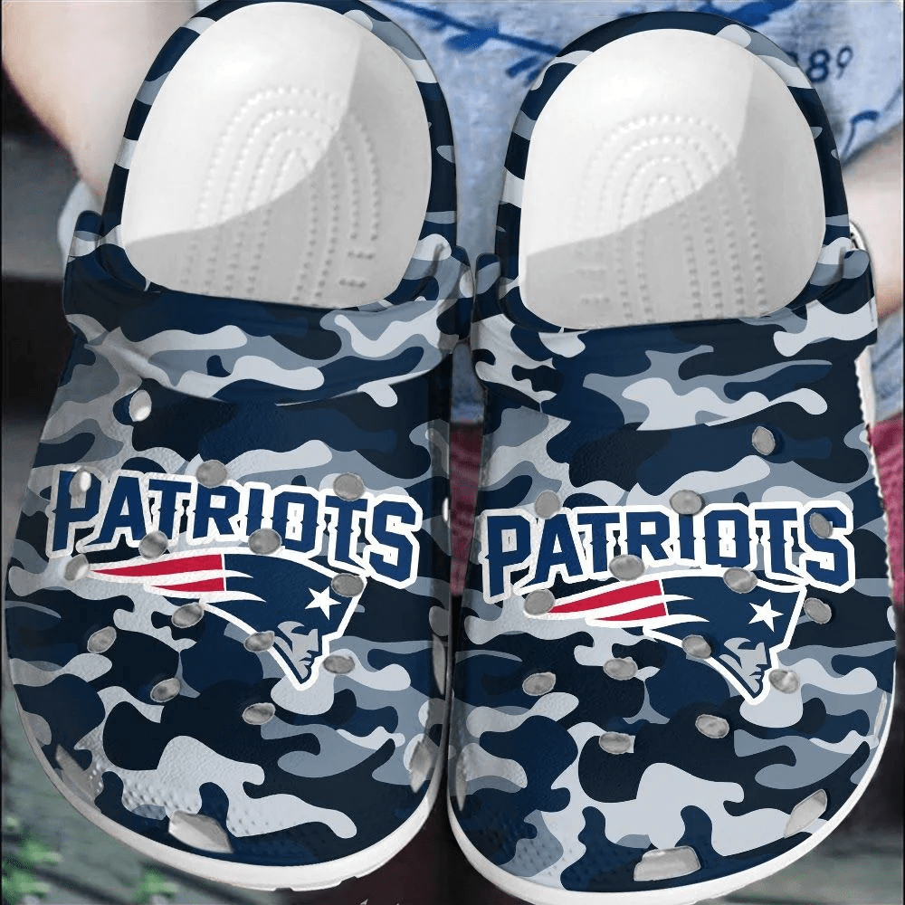 Footwearmerch NFL Patriots Football Crocs Clogs Crocband Shoes Comfortable For Men Women