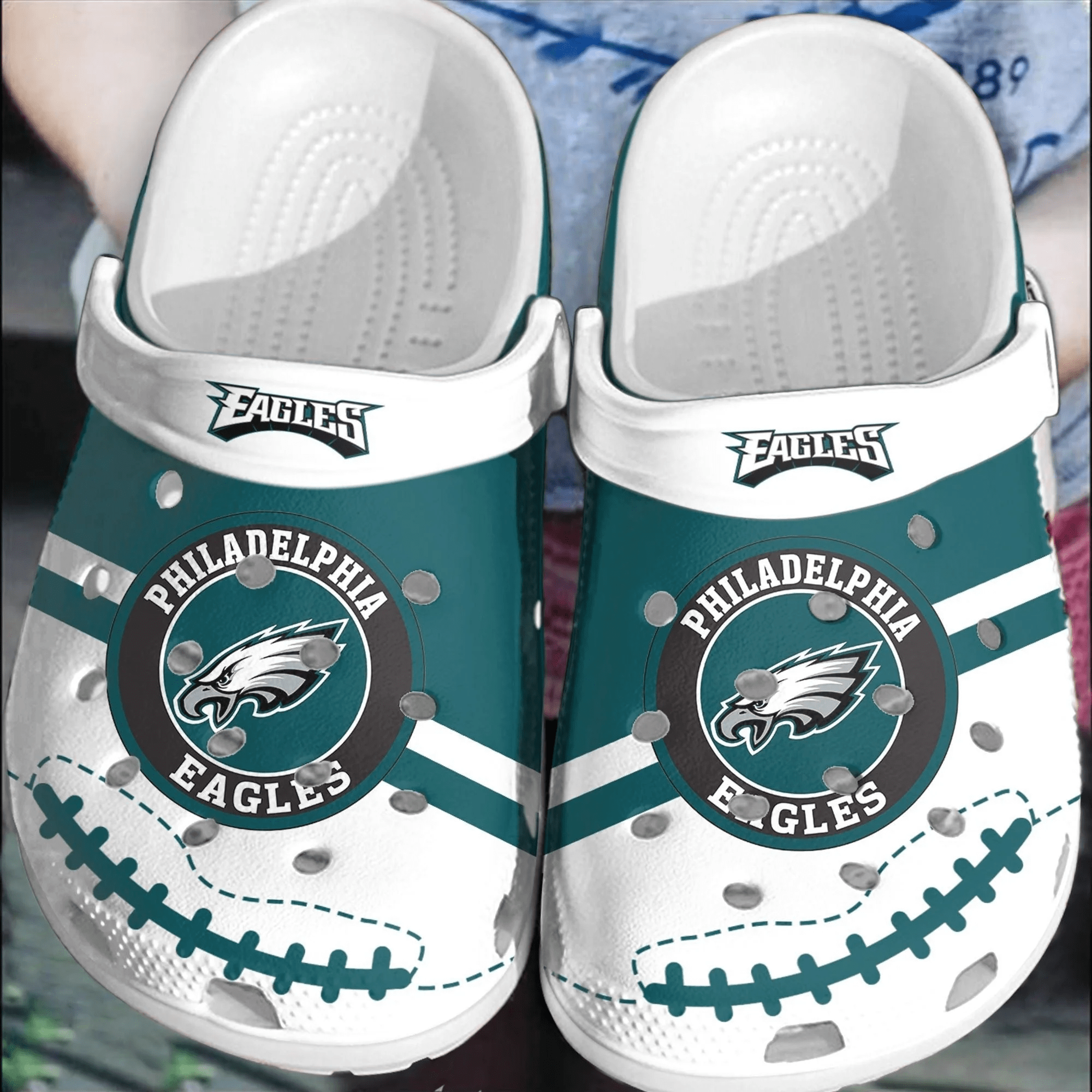 Footwearmerch NFL Philadelphia Eagles Football Crocband Crocs Clogs Comfortable Shoes For Men Women