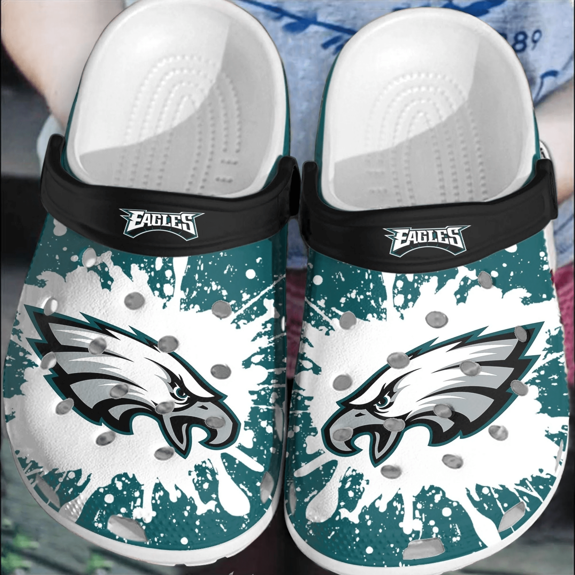 Footwearmerch NFL Philadelphia Eagles Football Crocband Crocs Clogs Shoes Comfortable For Men Women