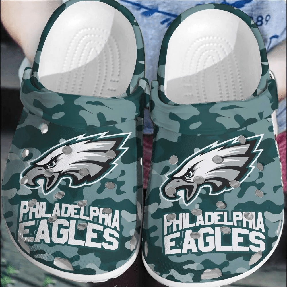 Footwearmerch NFL Philadelphia Eagles Football Crocband Crocs Comfortable Shoes Clogs For Men Women
