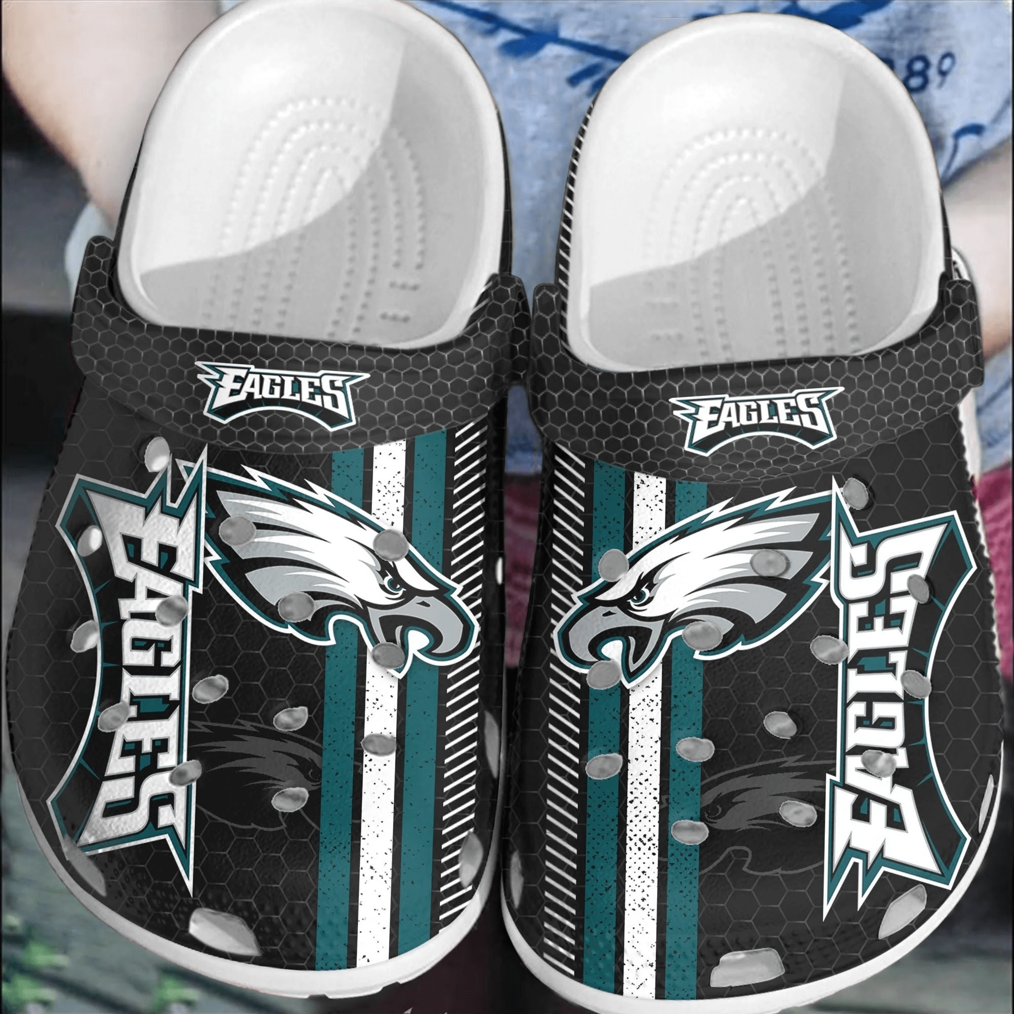 Footwearmerch NFL Philadelphia Eagles Football Crocband Crocs Shoes Comfortable Clogs For Men Women
