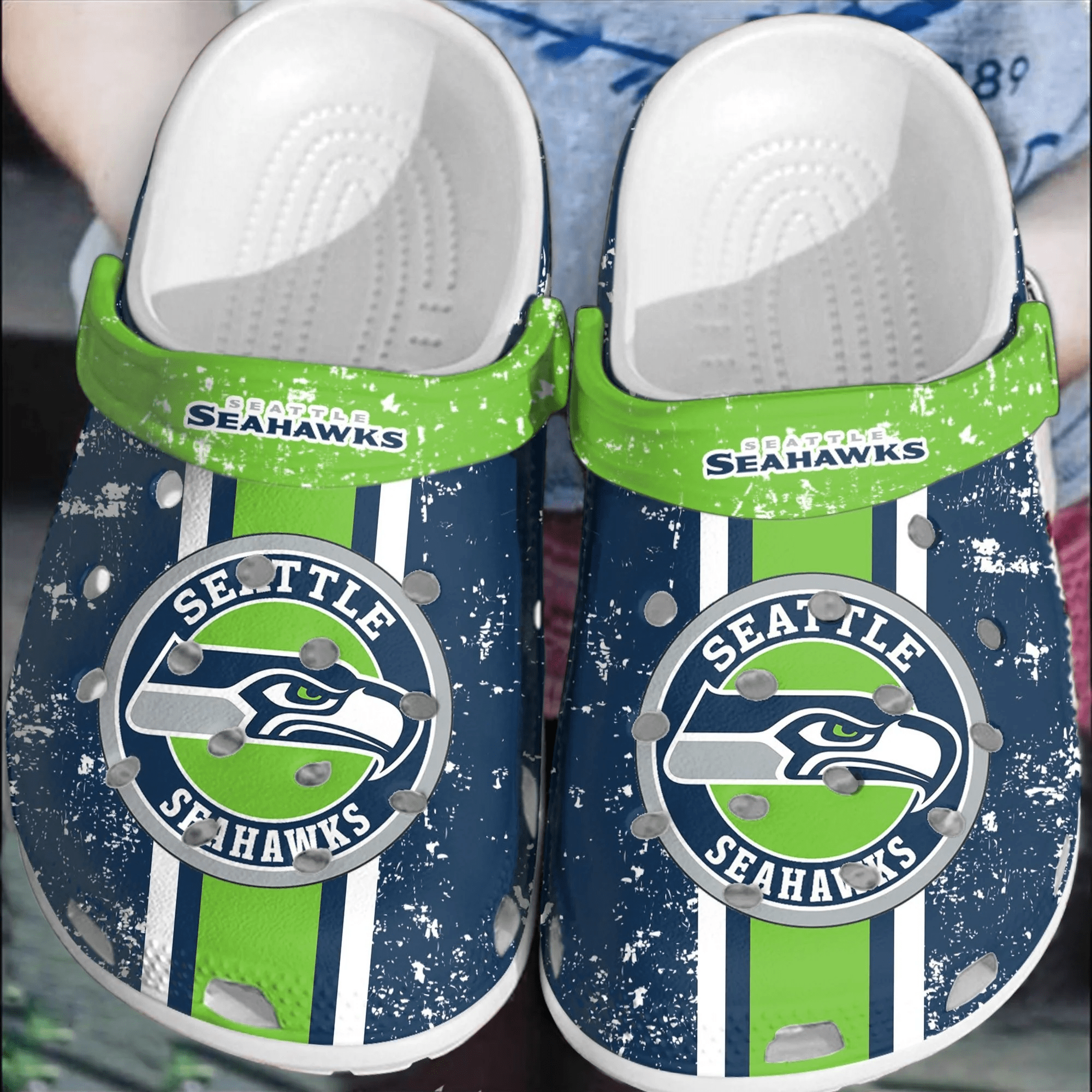 Footwearmerch NFL Seattle Seahawks CrocsClogs Crocband Shoes Comfortable For Men Women