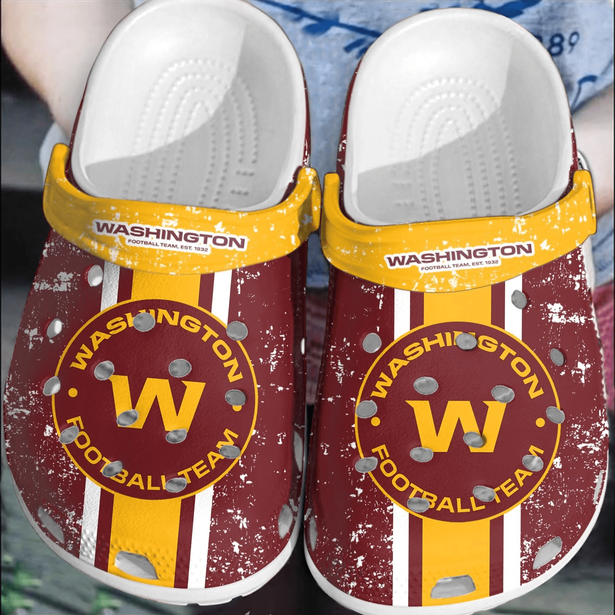 Footwearmerch NFL Washington Football CrocsComfortable Clogs Crocband Shoes For Men Women