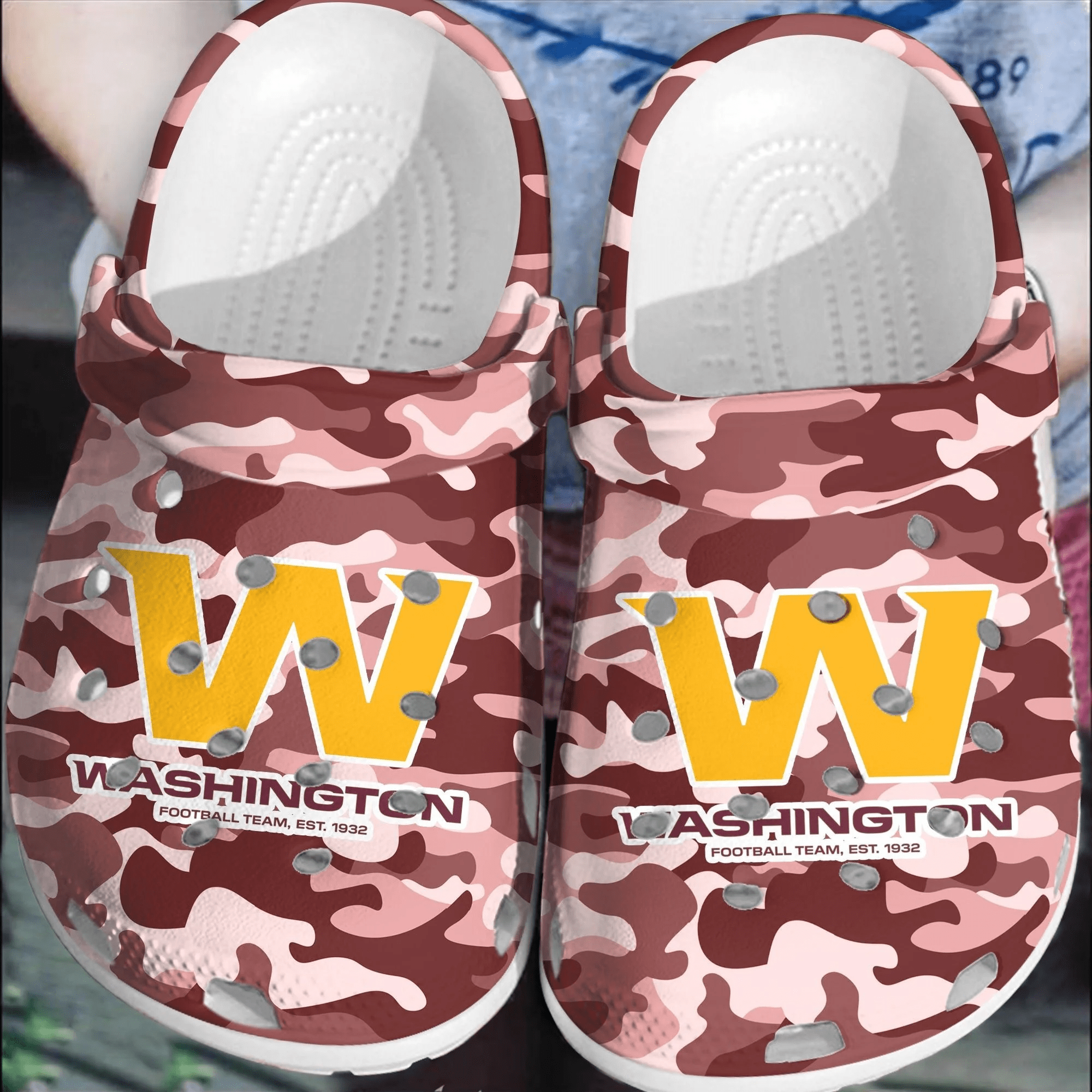 Footwearmerch NFL Washington Football CrocsComfortable Clogs Shoes Crocband For Men Women