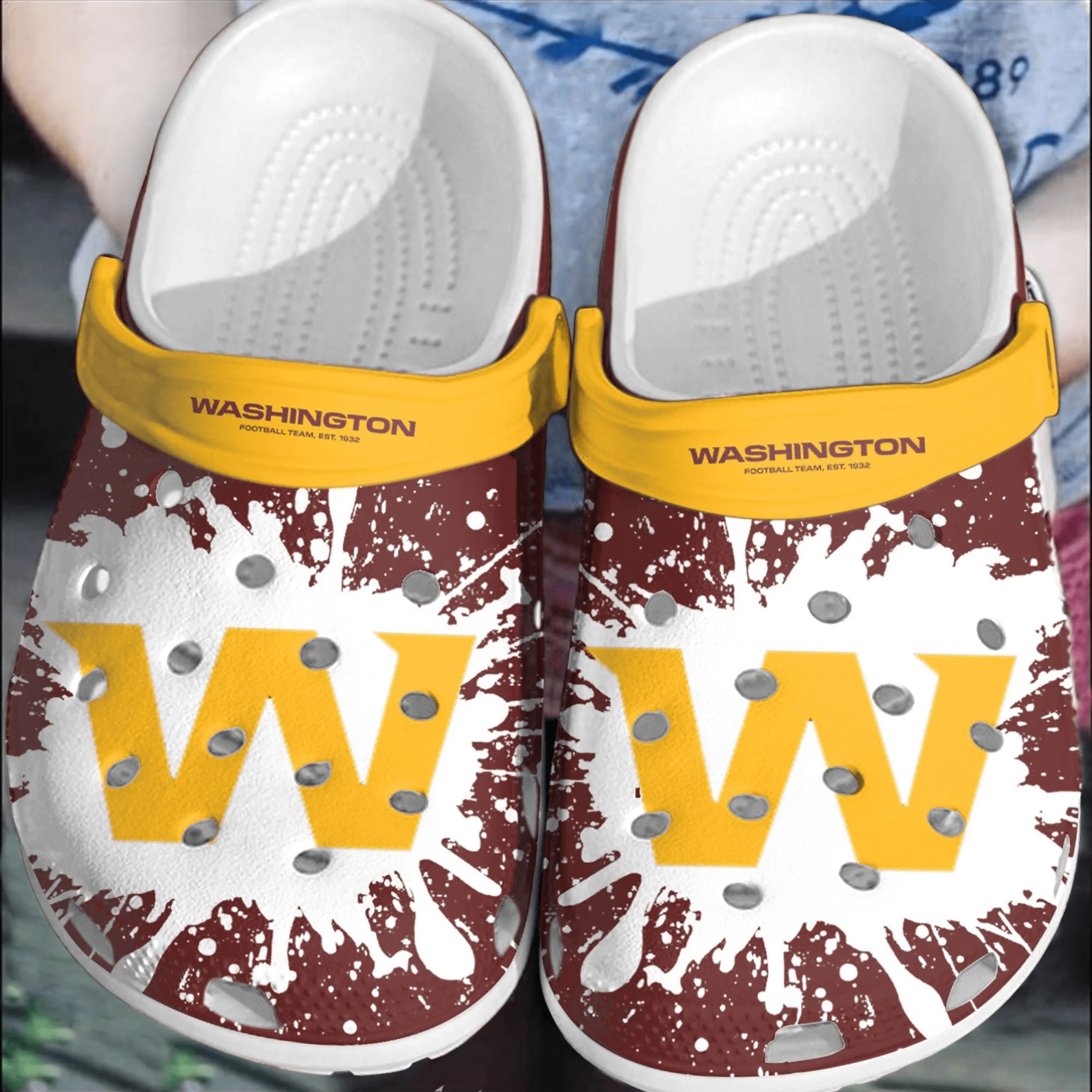 Footwearmerch NFL Washington Football CrocsComfortable Crocband Clogs Shoes For Men Women