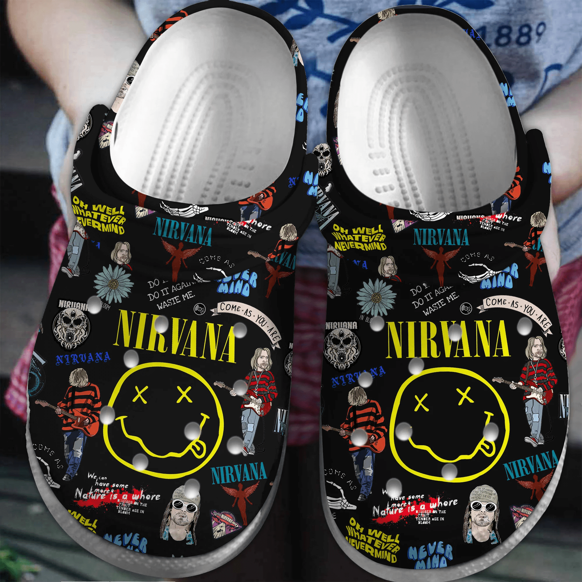 Footwearmerch Nirvana Music Crocs Crocband Clogs Shoes Comfortable For Men Women and Kids