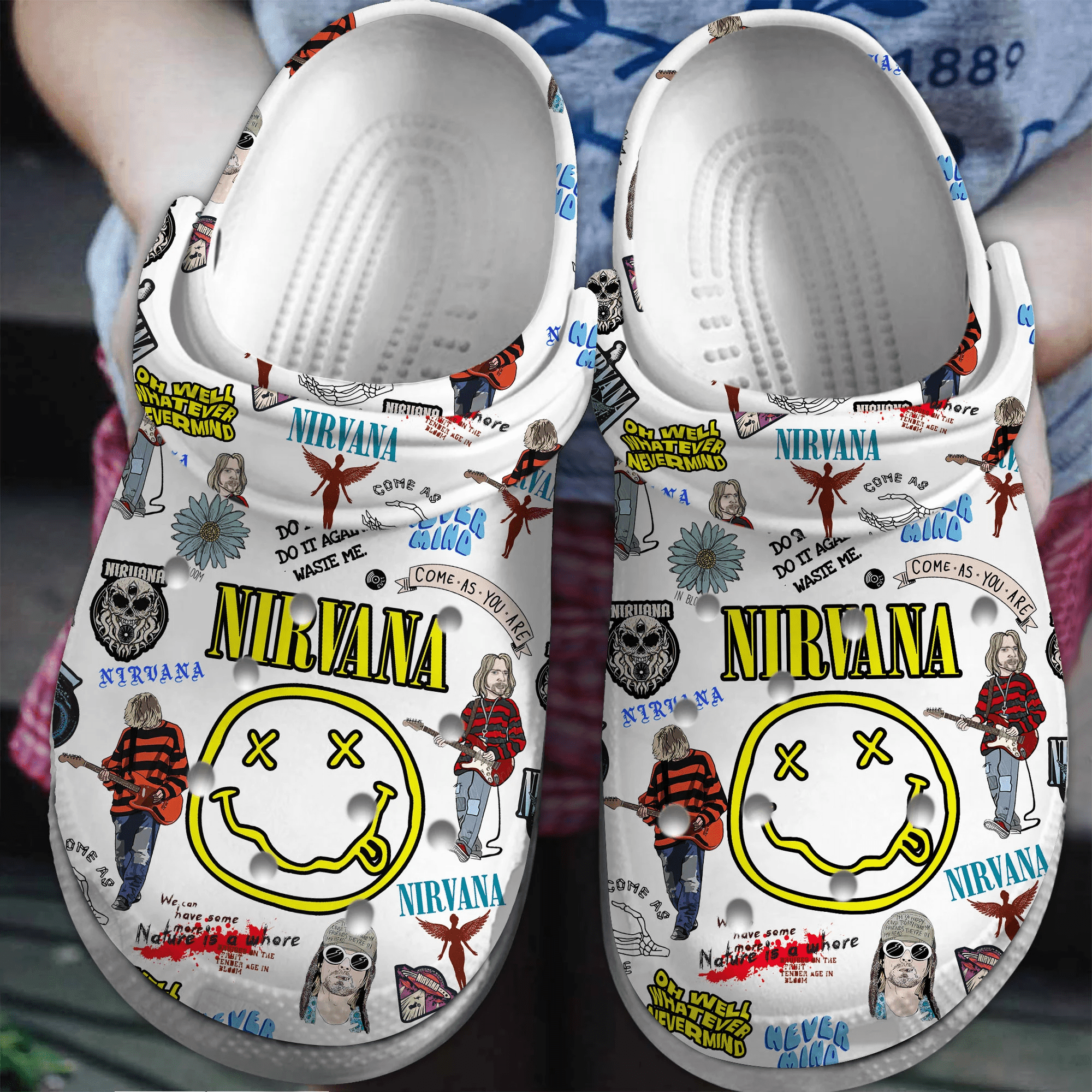Footwearmerch Nirvana Music Crocs Crocband Clogs Shoes Comfortable For Men Women and Kids