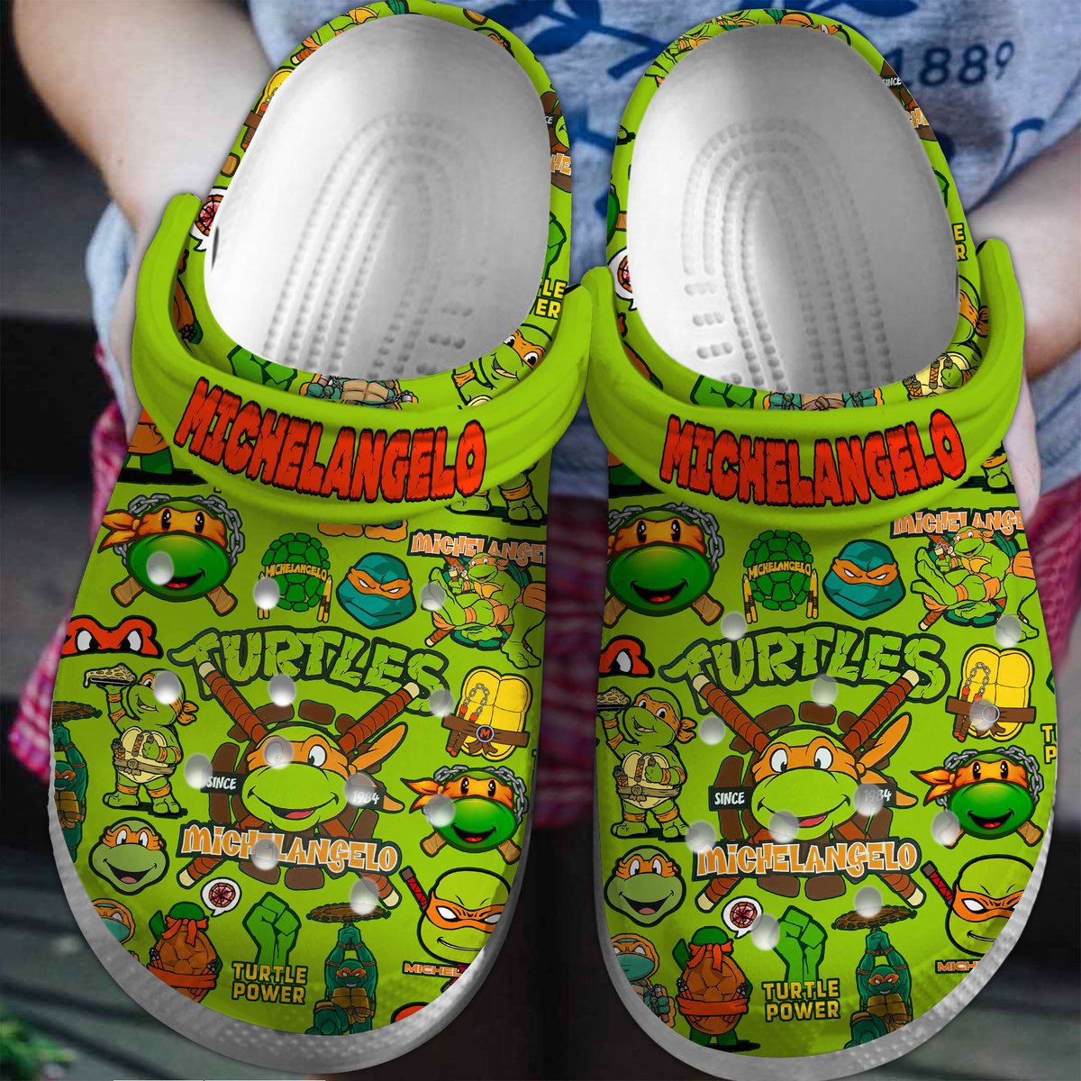 Footwearmerch Teenage Mutant Ninja Turtles (MICHELANGELO) Cartoon Crocs Crocband Clogs Shoes For Men Women and Kids