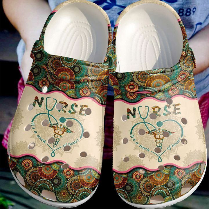 Footwearmerch Nurse A Work Of Heart Love Doctor Rubber clog Shoes Comfy Footwear