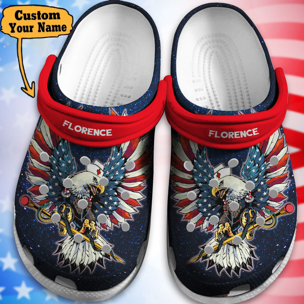Footwearmerch Nurse - American Eagle Caduceus Nurse Clogs Shoes For Men And Women