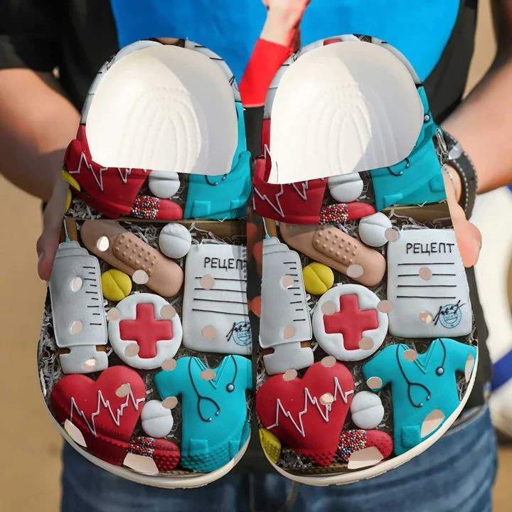 Footwearmerch Nurse Heart Love Doctor Clog Shoes ND03 Crocs Crocband Clogs Shoes For Men Women
