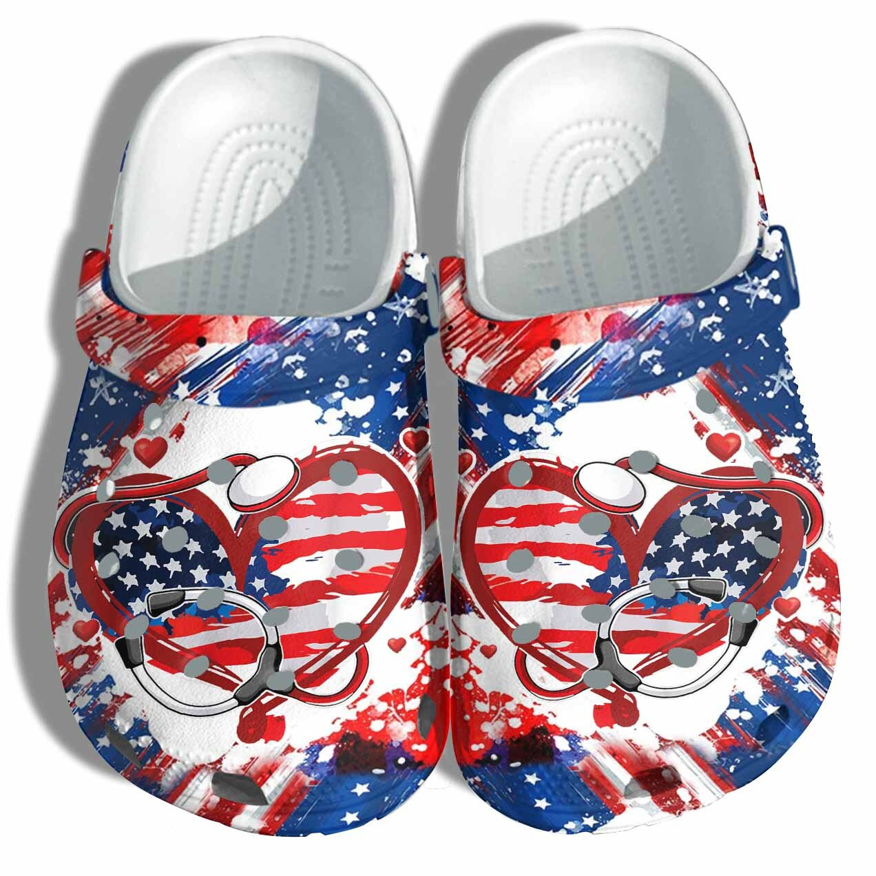 Footwearmerch Nurse Life 4Th Of July Shoes Gift Friends -Heart Love Usa America Flag Twinkle Shoes Birthday Day Gift Grandma