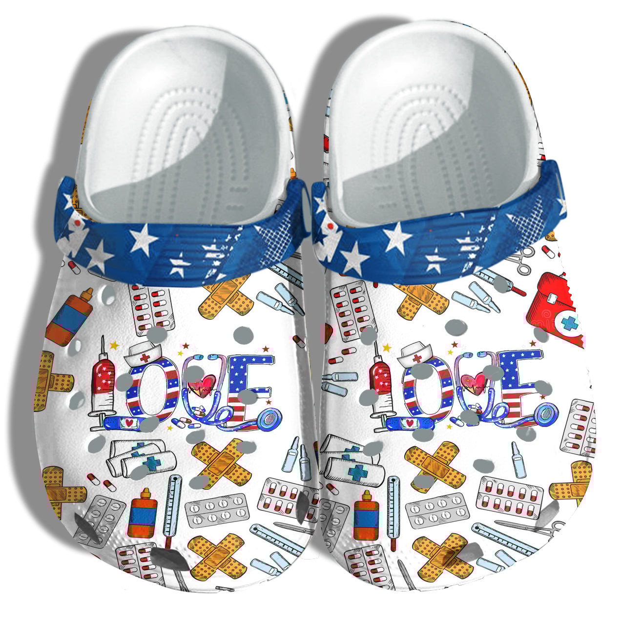 Footwearmerch Nurse Love 4Th Of July Shoes Gift Women - Nurses Life Happy Party America Flag Shoes Birthday Gift Mommy