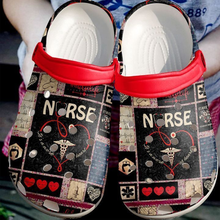 Footwearmerch Nurse Pattern Gift Rubber clog Shoes Comfy Footwear