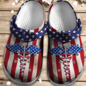 Footwearmerch Nurse Symbol American Flag 4Th Of July Crocband Clogs