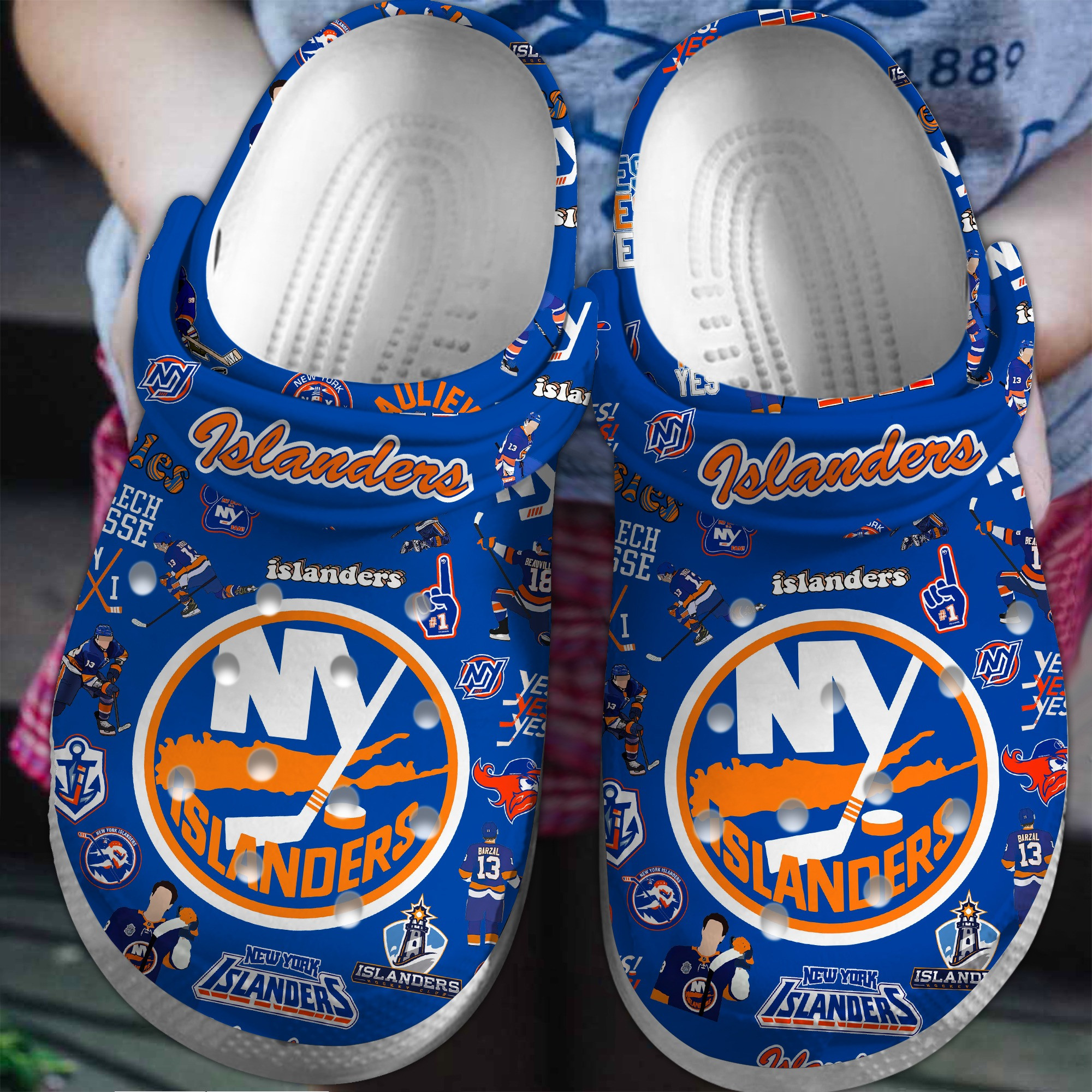 Footwearmerch New York Islanders Hockey NHL Sport Crocs Crocband Clogs For Men Women and Kids