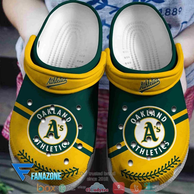 Footwearmerch Oakland Athletics green yellow MLB Sport Crocs Clogs Crocband Shoes Comfortable For Men Women and Kids