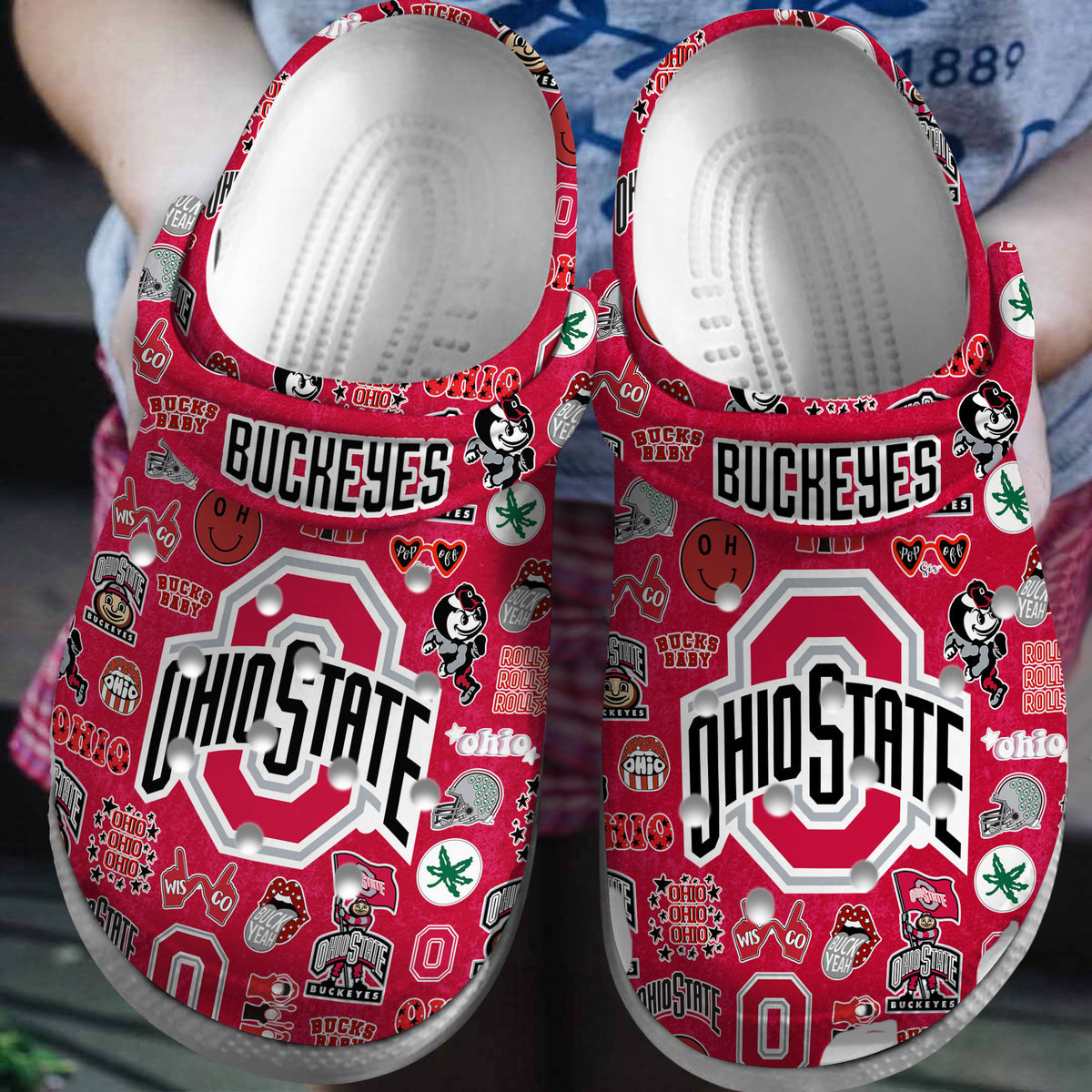 Footwearmerch Ohio State Buckeyes NCAA Sport Crocs Crocband Clogs Shoes Comfortable For Men Women and Kids