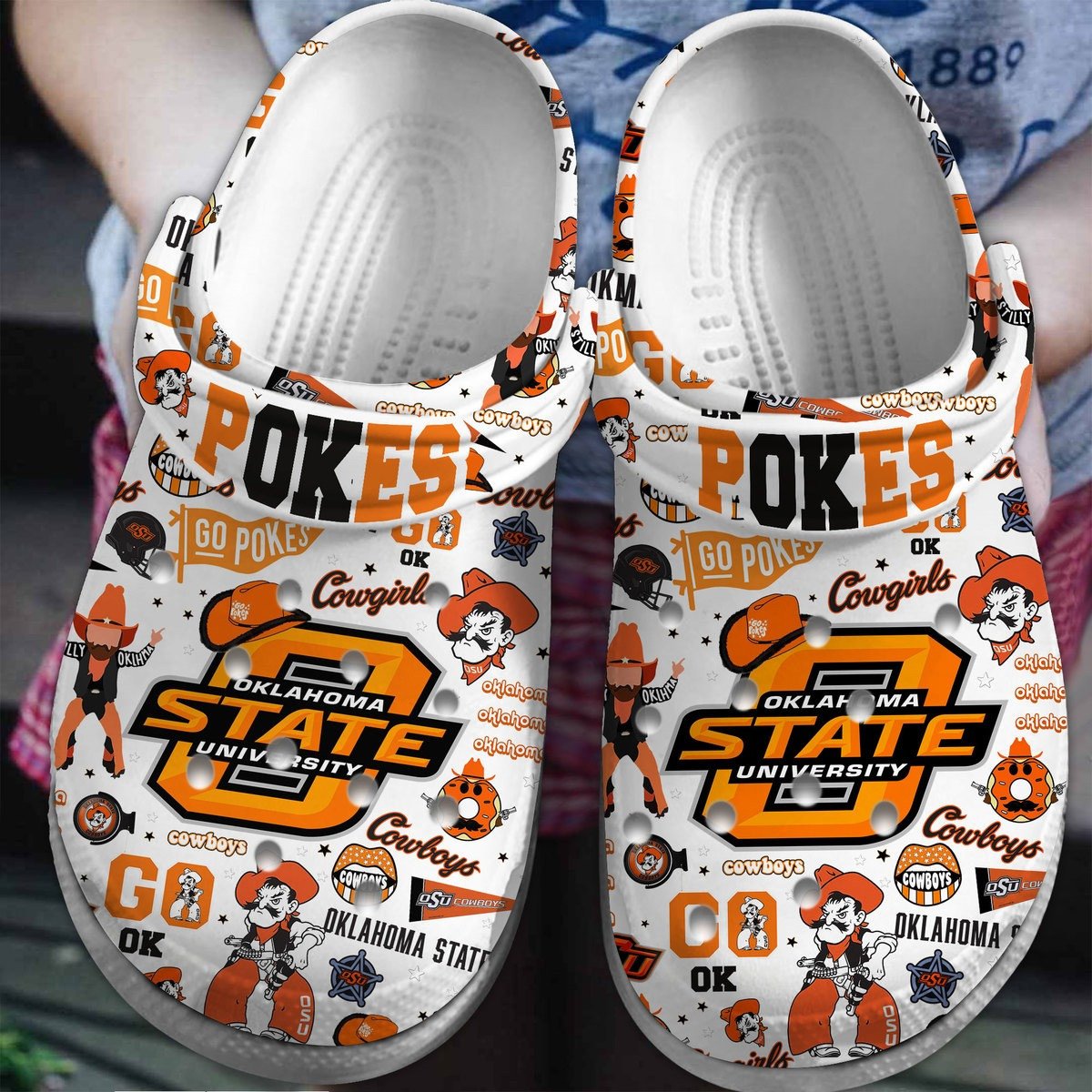 Footwearmerch Oklahoma State Cowboys NCAA Sport Crocs Crocband Clogs Shoes Comfortable For Men Women and Kids