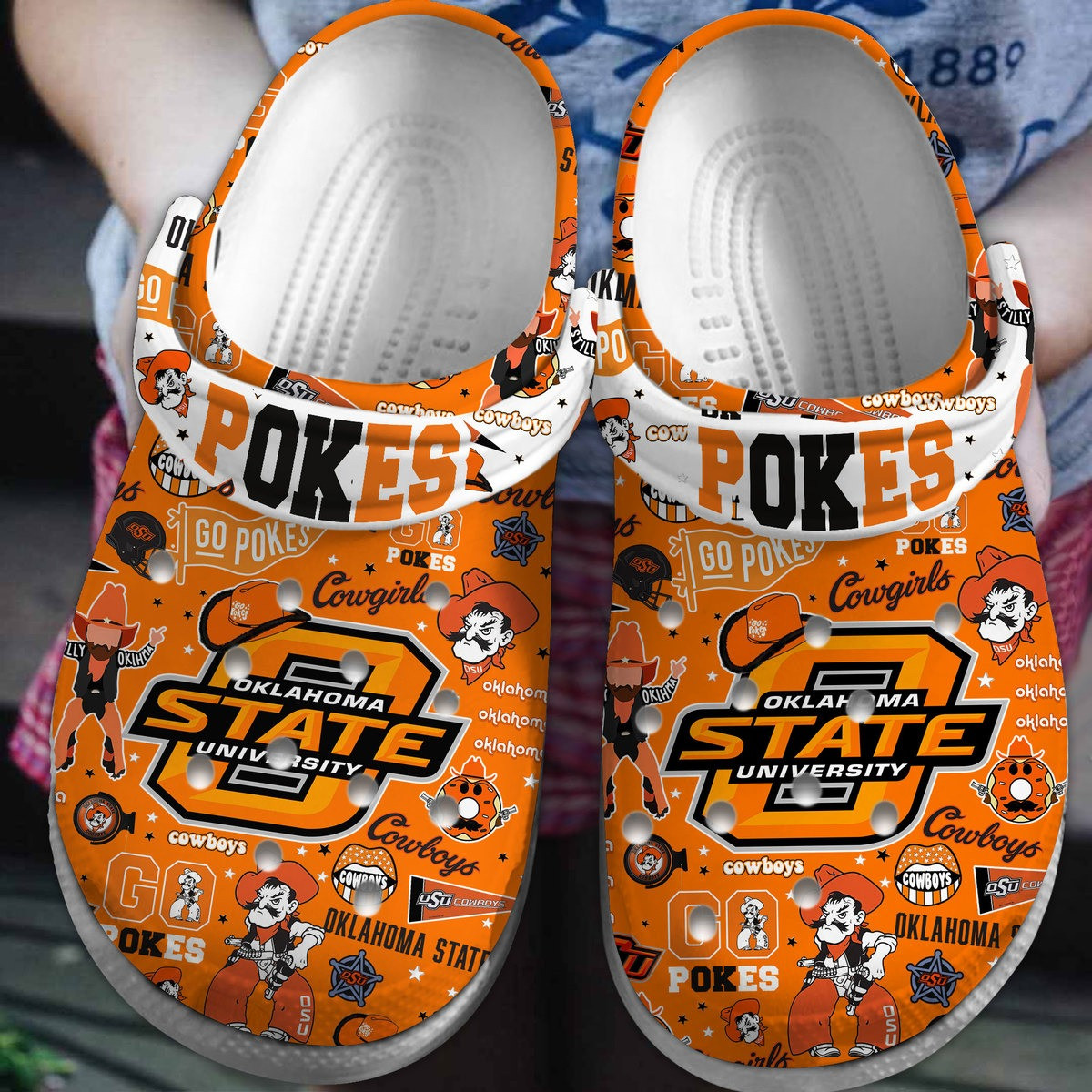 Footwearmerch Oklahoma State Cowboys NCAA Sport Crocs Crocband Clogs Shoes Comfortable For Men Women and Kids
