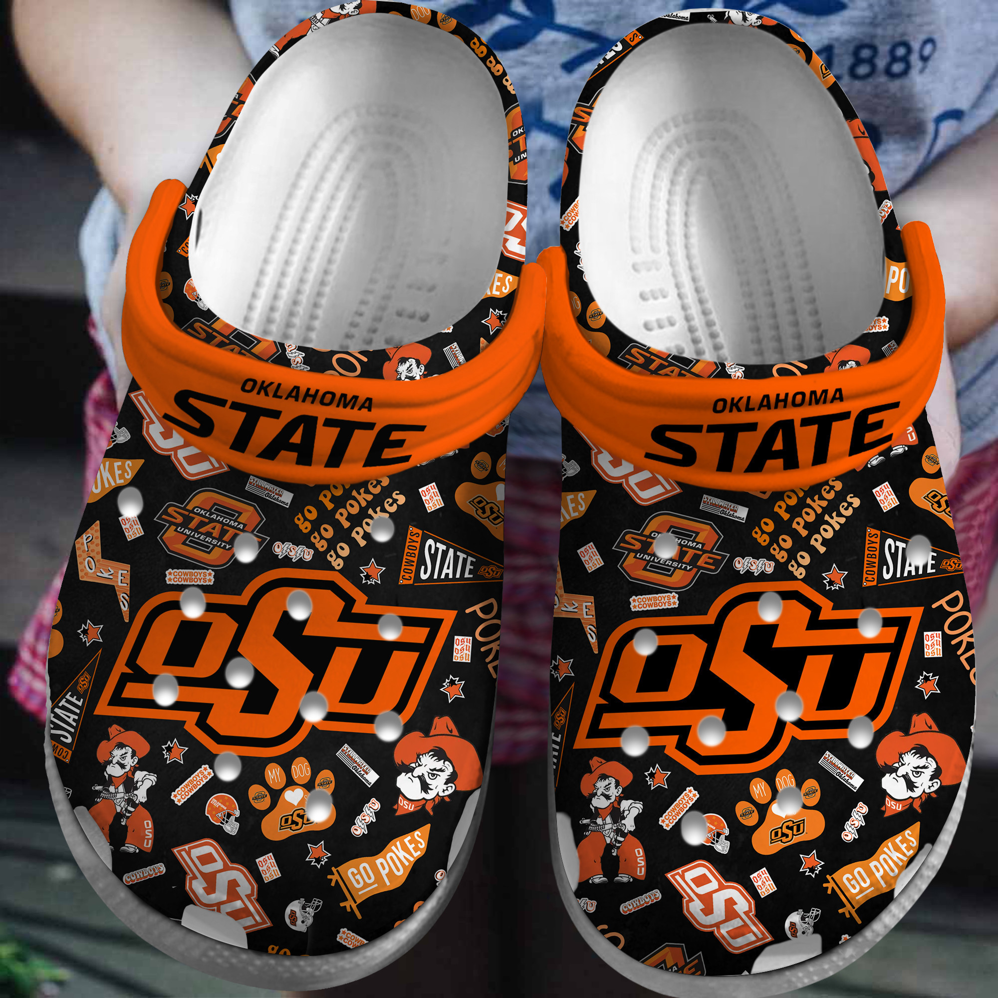 Footwearmerch Oklahoma State Cowboys NCAA Sport Crocs Crocband Clogs Shoes Comfortable For Men Women and Kids