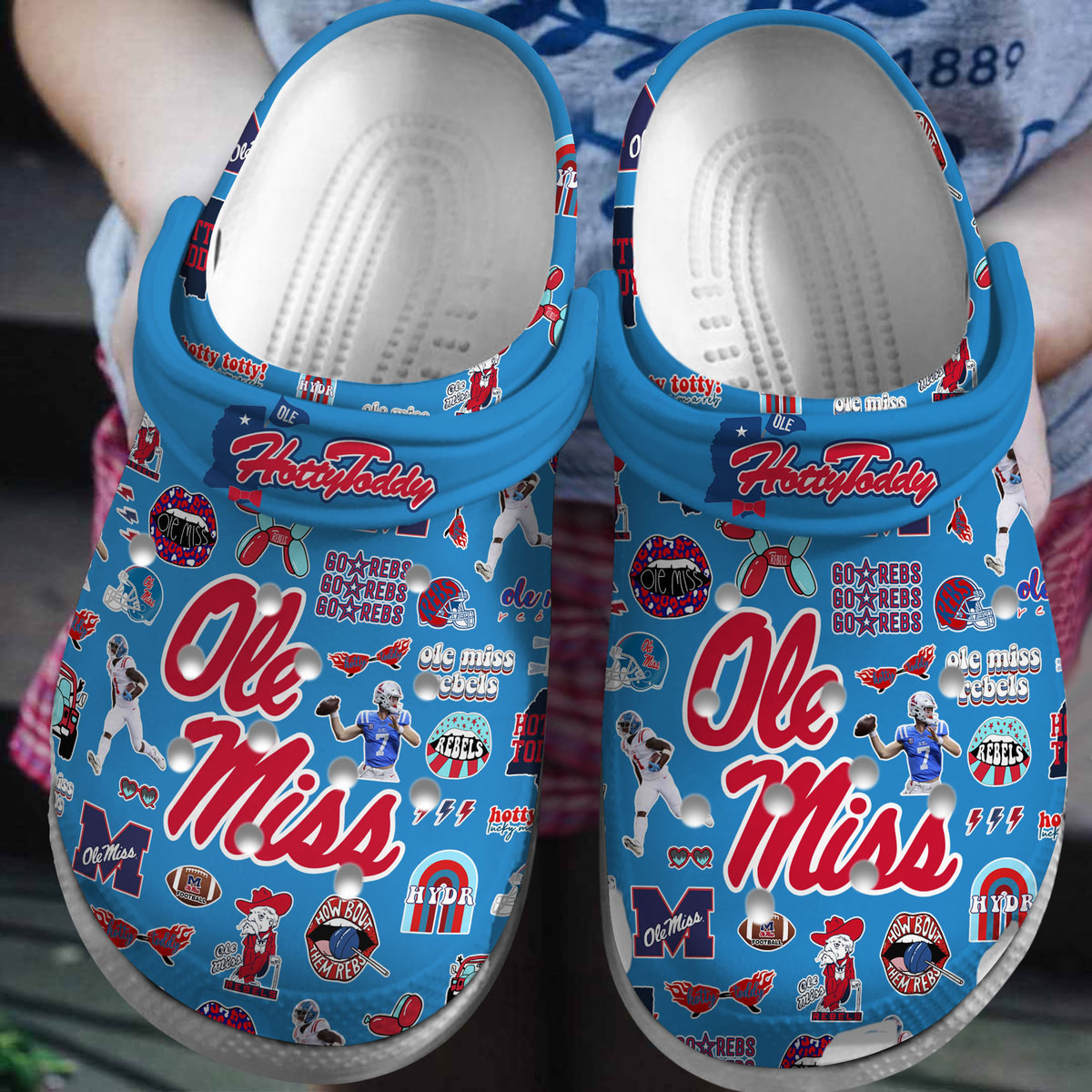 Footwearmerch Ole Miss Rebels NCAA Sport Crocs Crocband Clogs Shoes Comfortable For Men Women and Kids