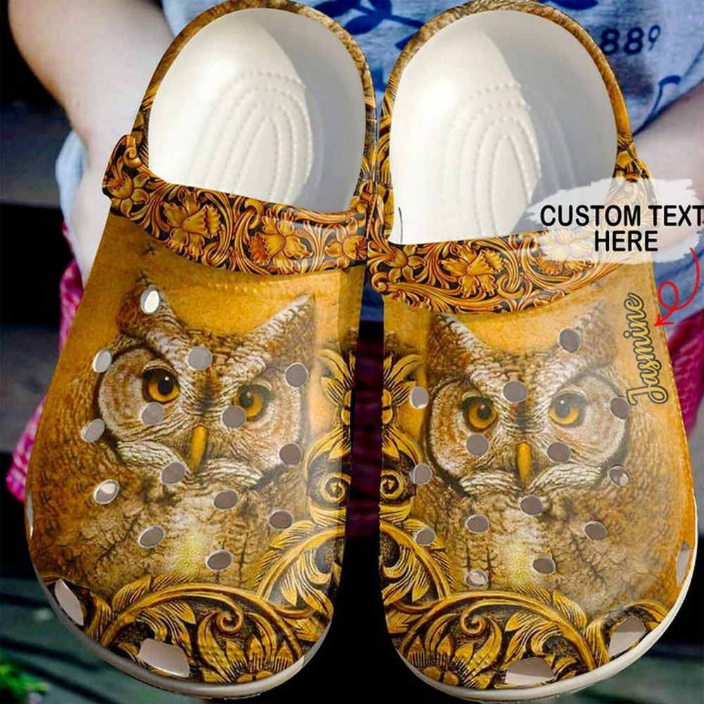 Footwearmerch Owl Personalized Carved 102 Gift For Lover Rubber clog Shoes Comfy Footwear