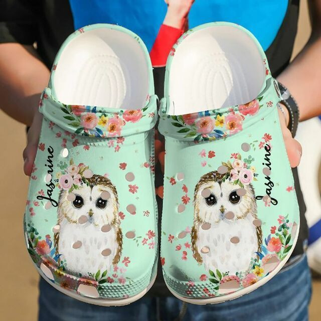 Footwearmerch Owl Personalized Lovely Flower 102 Gift For Lover Rubber clog Shoes Comfy Footwear