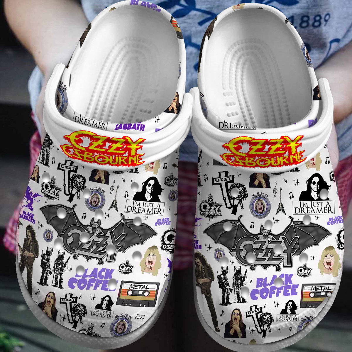 Footwearmerch Ozzy Osbourne Music Crocs Crocband Clogs Shoes Comfortable For Men Women and Kids