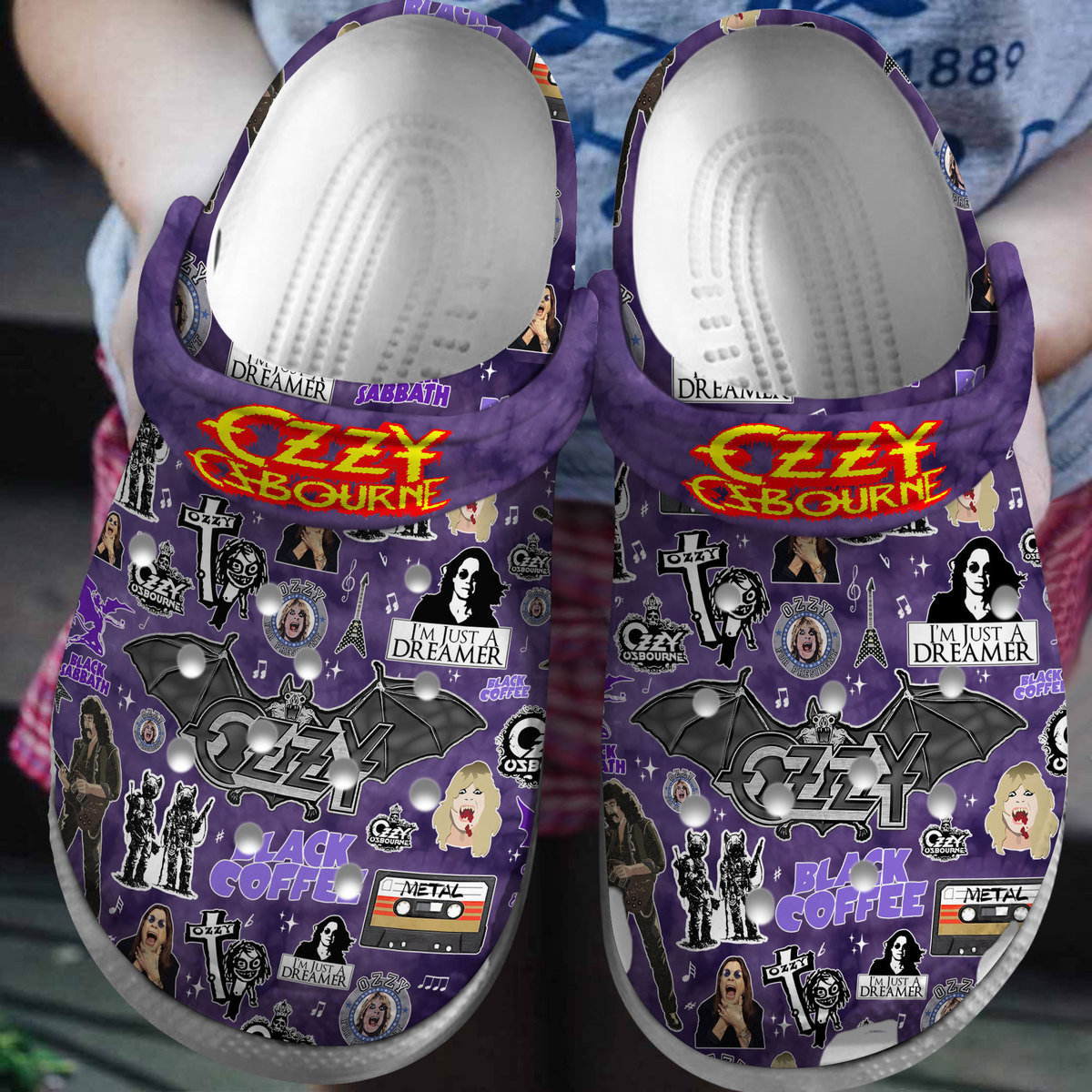 Footwearmerch Ozzy Osbourne Music Crocs Crocband Clogs Shoes Comfortable For Men Women and Kids