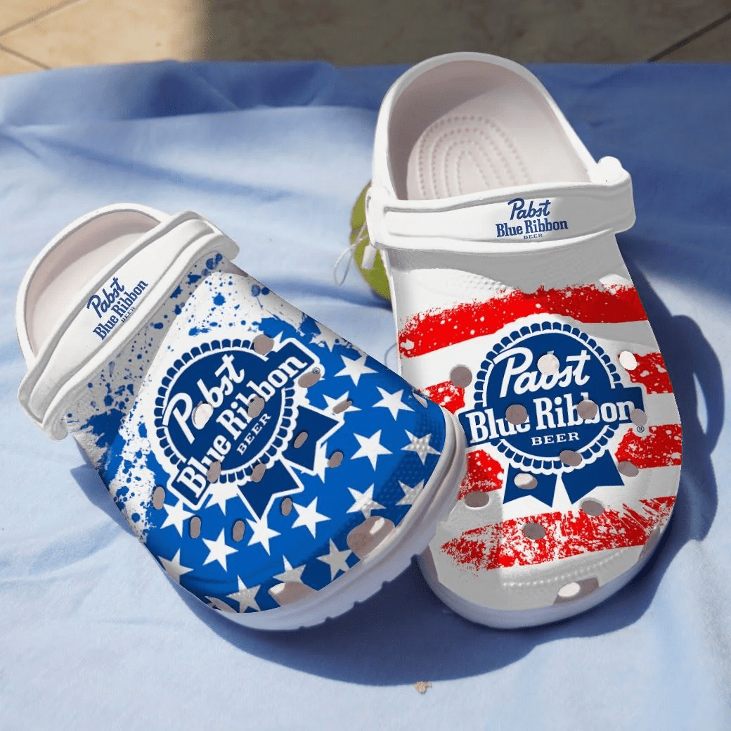 Footwearmerch Pabst Blue Ribbon Beer Adults Crocs Comfortable Clogs Shoes Crocband For Men Women