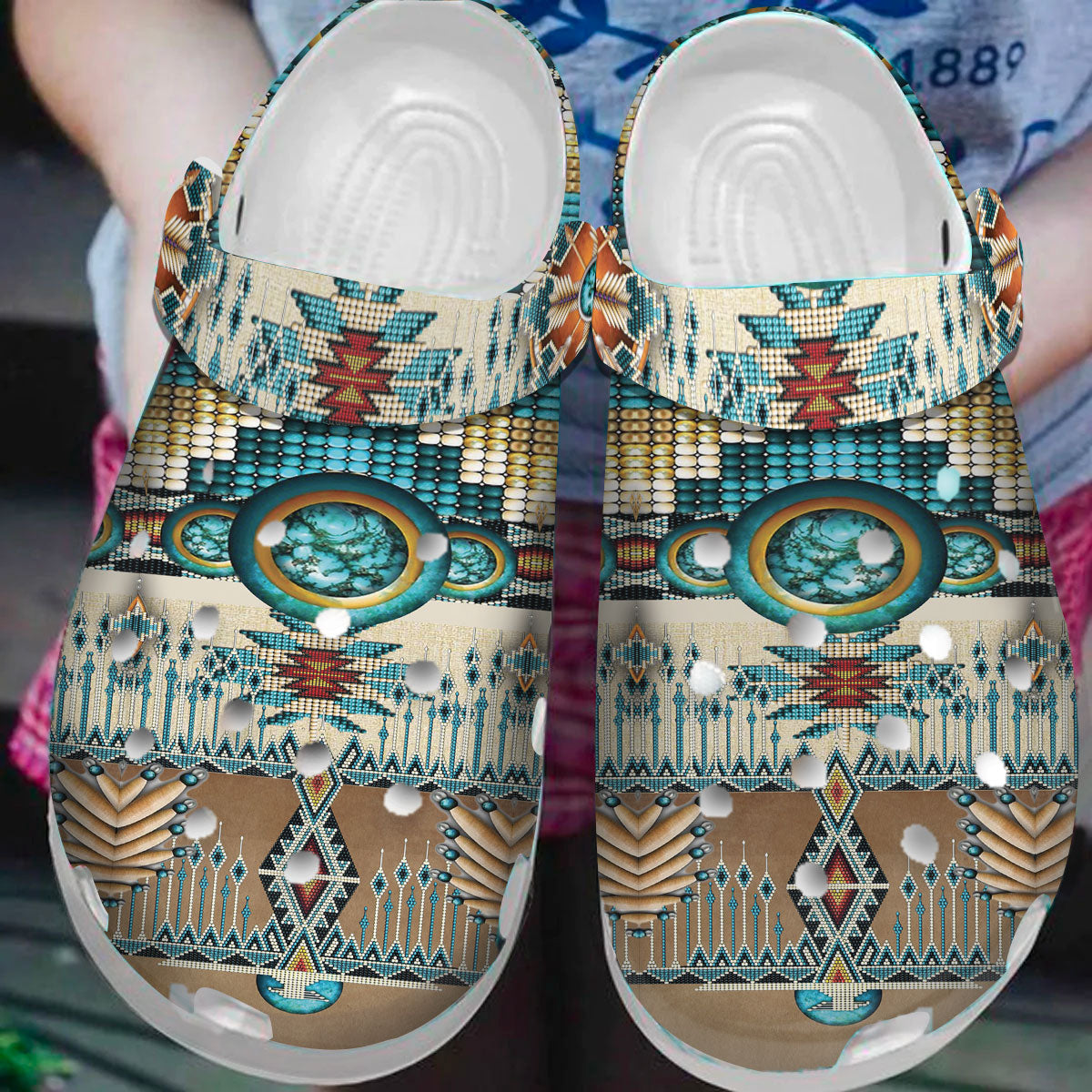 Footwearmerch Native American Pattern Crocs Clog Shoes For Kid and Adult