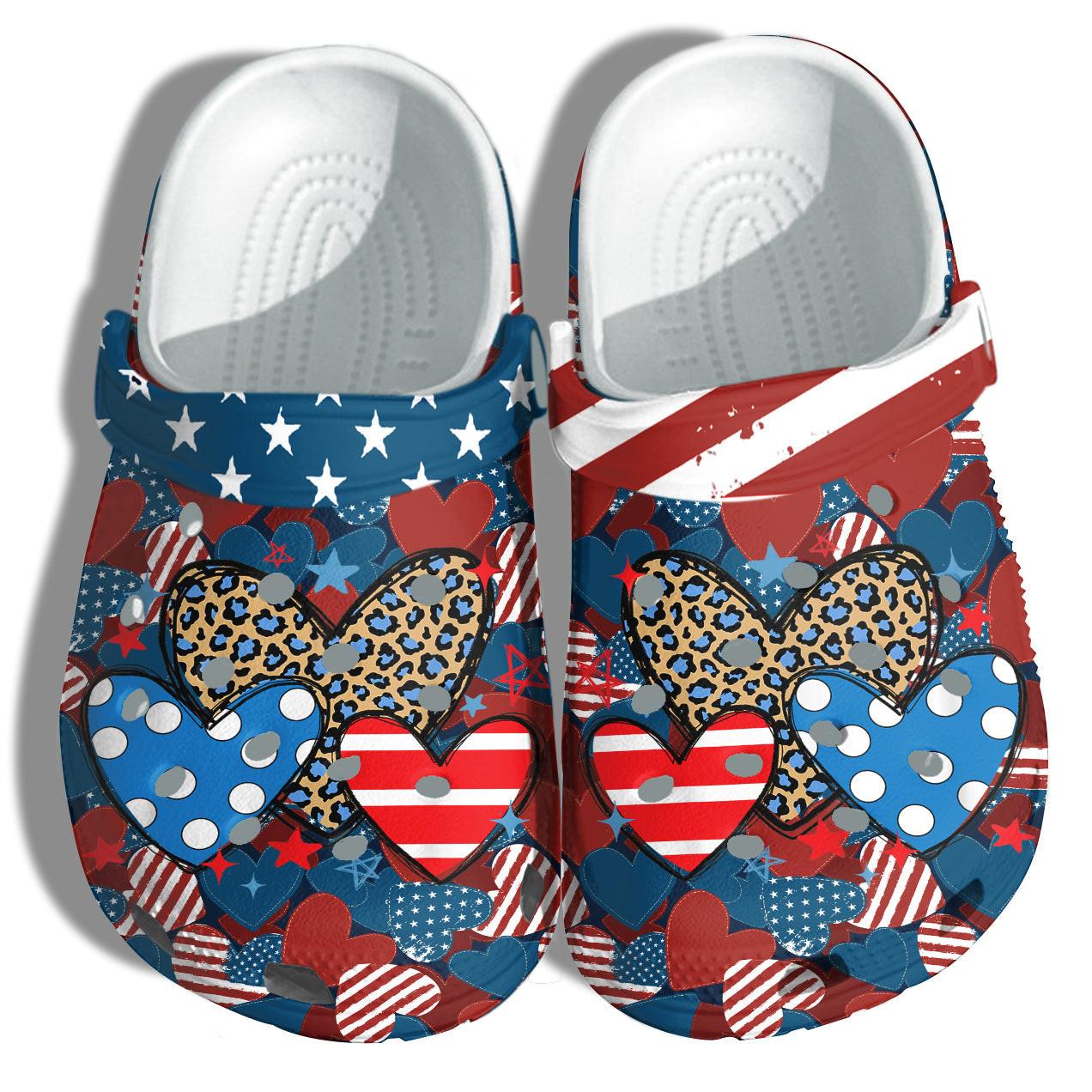 Footwearmerch Peace Love Heart Sign 4Th Of July Shoes Gift Niece- Leopard Heart Star Stickers America Flag Shoes Birthday Gift Girl