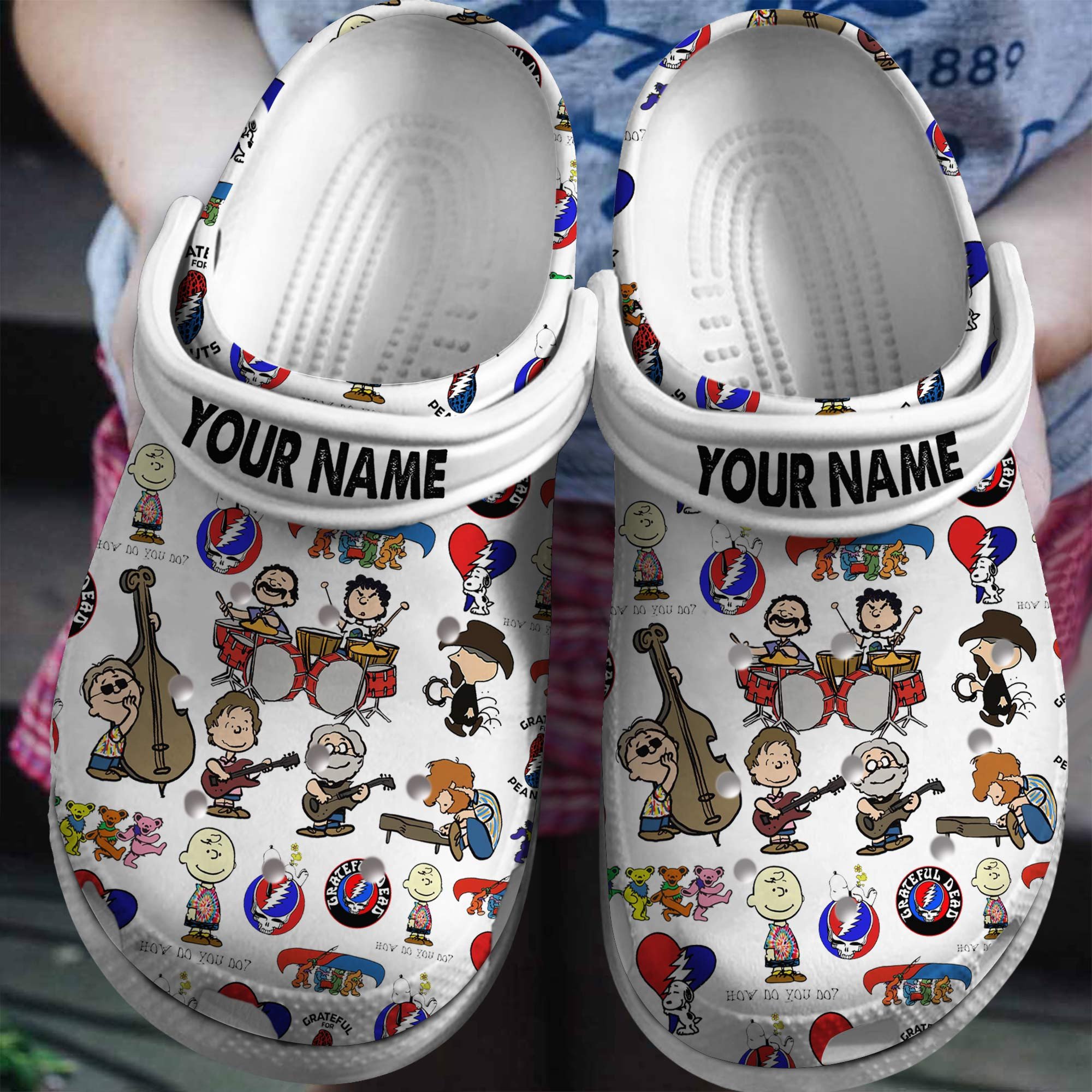 Footwearmerch Grateful Dead Music Crocs Crocband Clogs Shoes Comfortable For Men Women and Kids