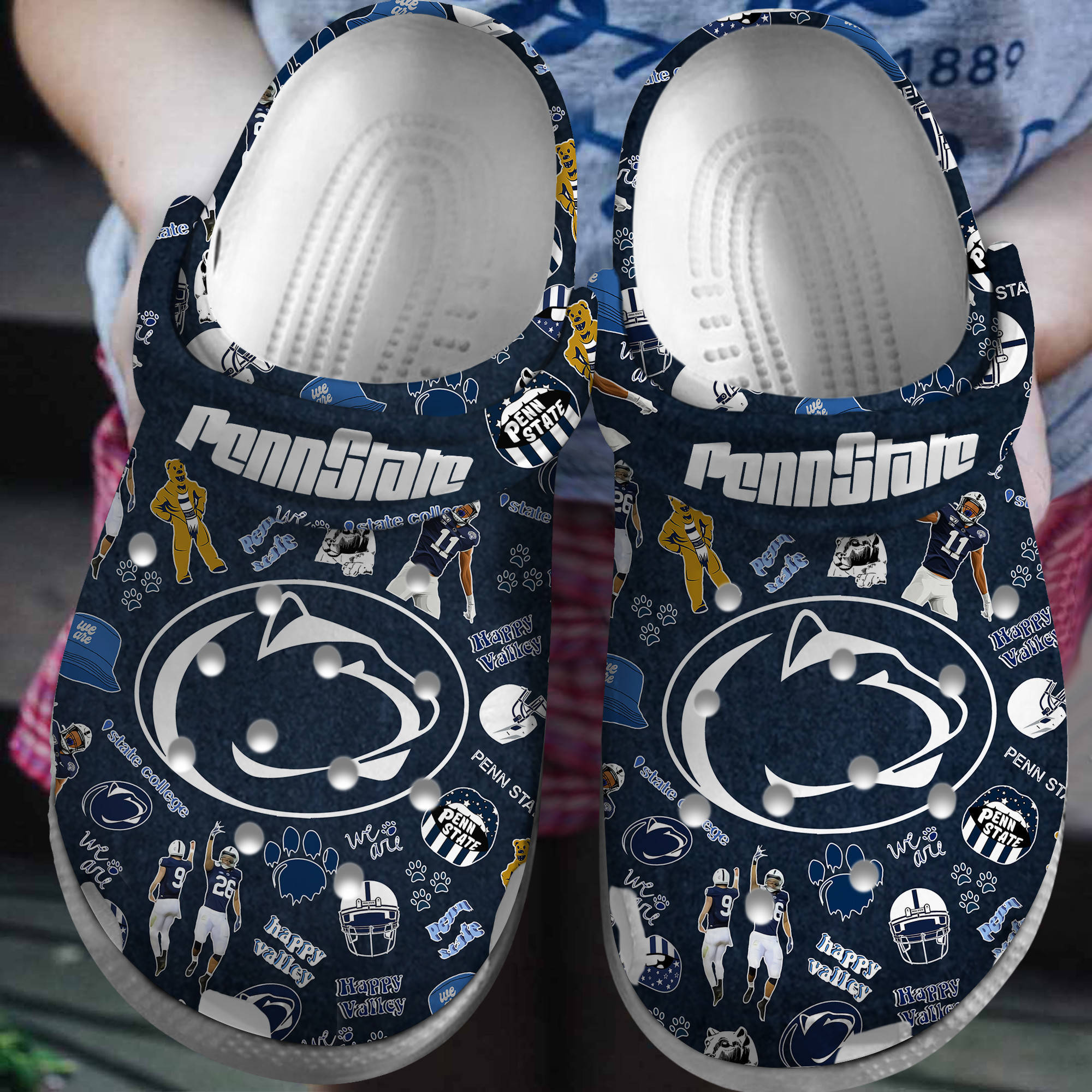 Footwearmerch Penn State Nittany Lions NCAA Sport Crocs Crocband Clogs Shoes Comfortable For Men Women and Kids