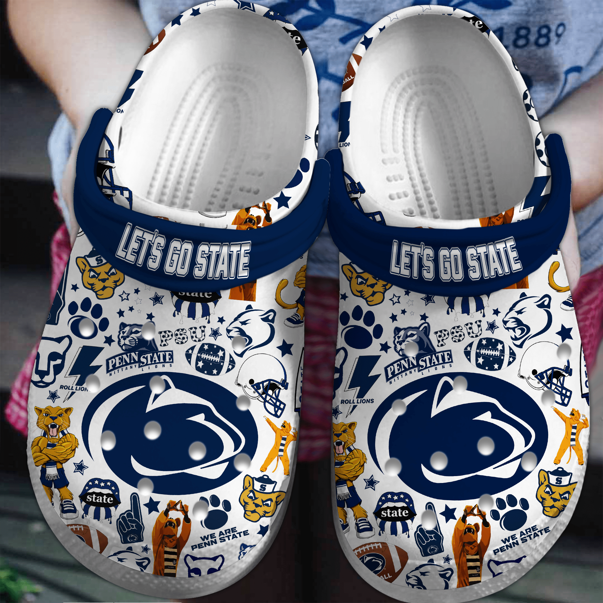 Footwearmerch Penn State Nittany Lions NCAA Sport Crocs Crocband Clogs Shoes Comfortable For Men Women and Kids